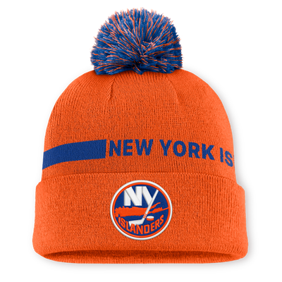 Men's New York Islanders Fanatics Orange Authentic Pro Rink Cuffed Knit Hat with Pom