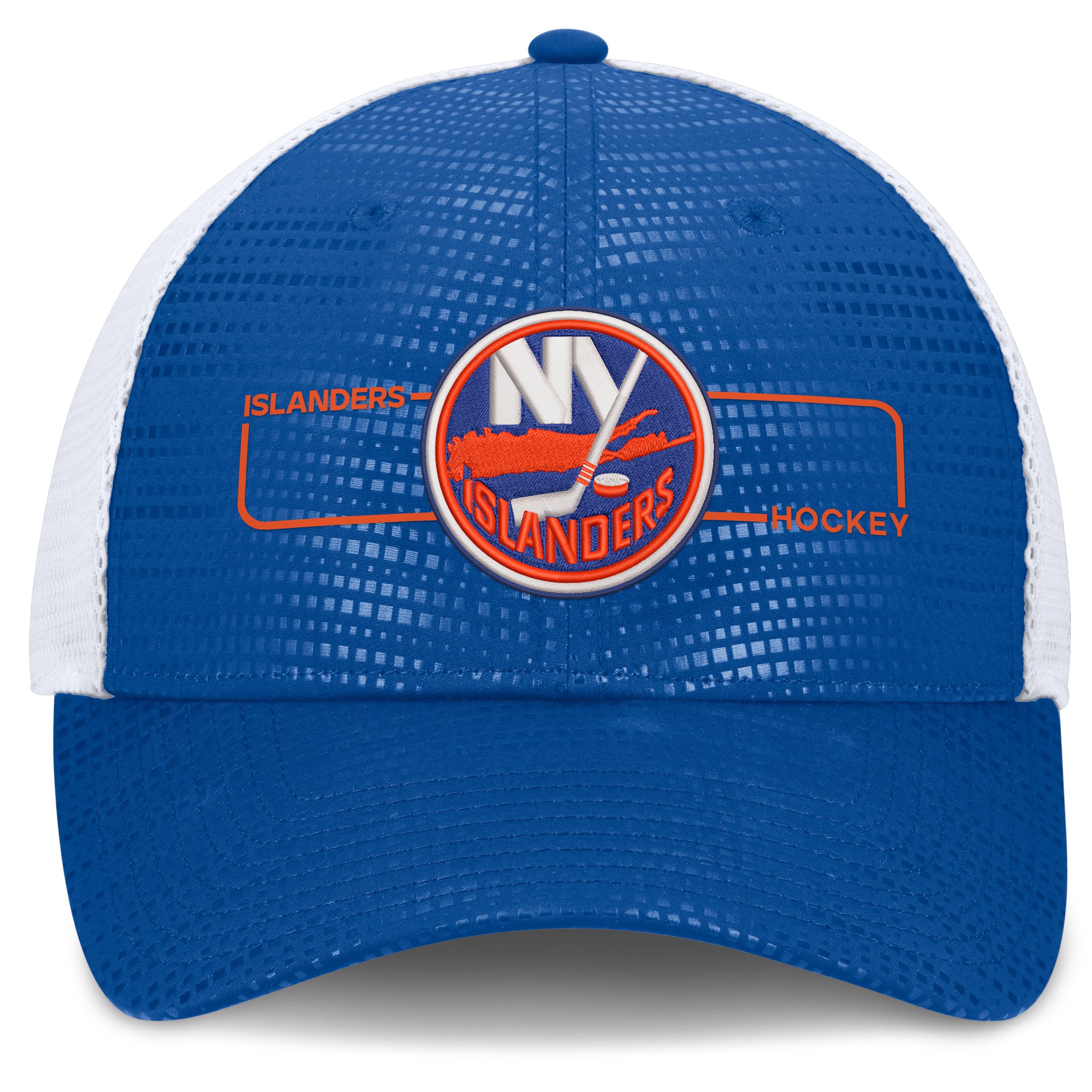 Men's Fanatics Royal New York Islanders Authentic Pro Rink Boxed Logo Trucker Hat