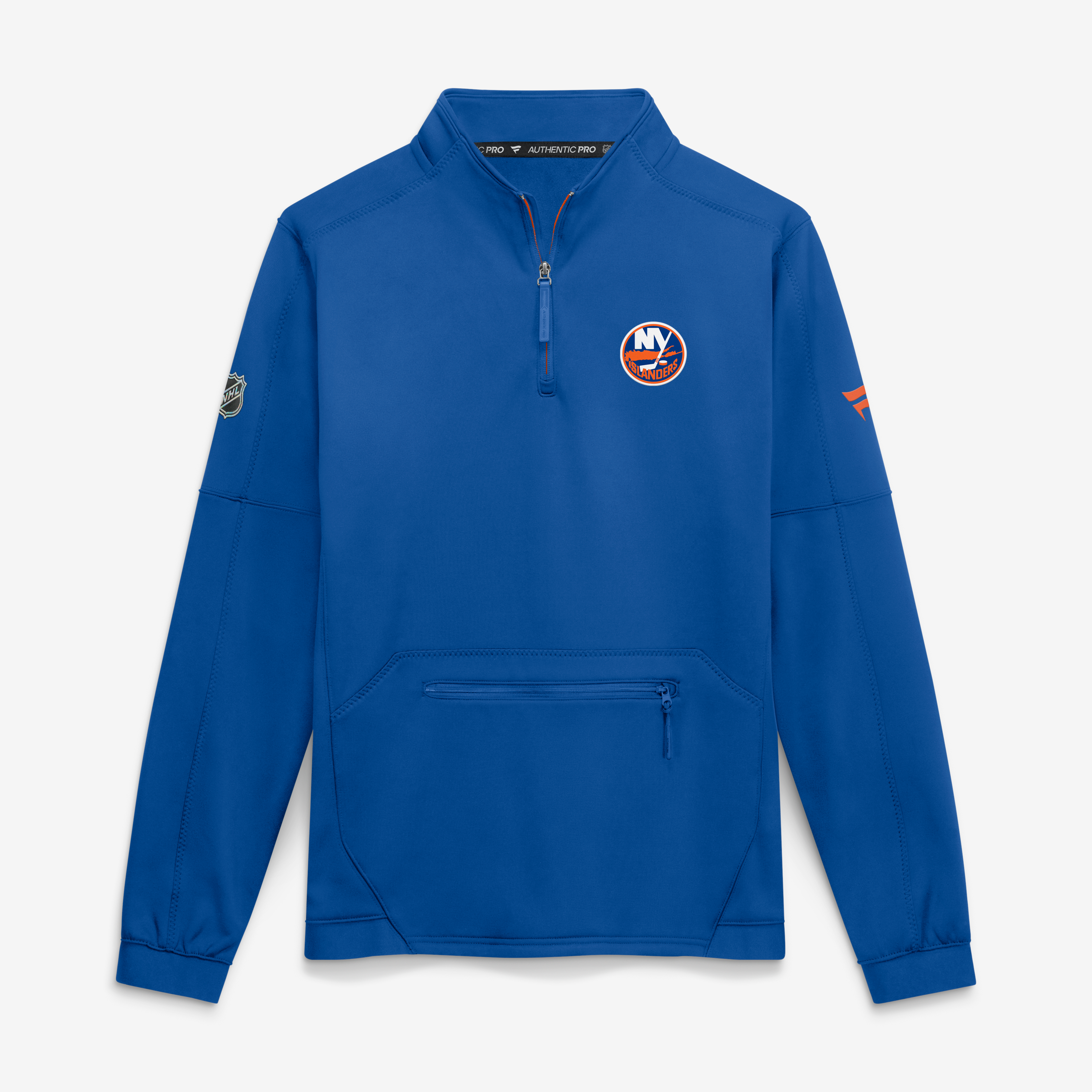 Pull-over à col zippé Fanatics Royal New York Islanders Authentic Pro Rink Fleece pour homme