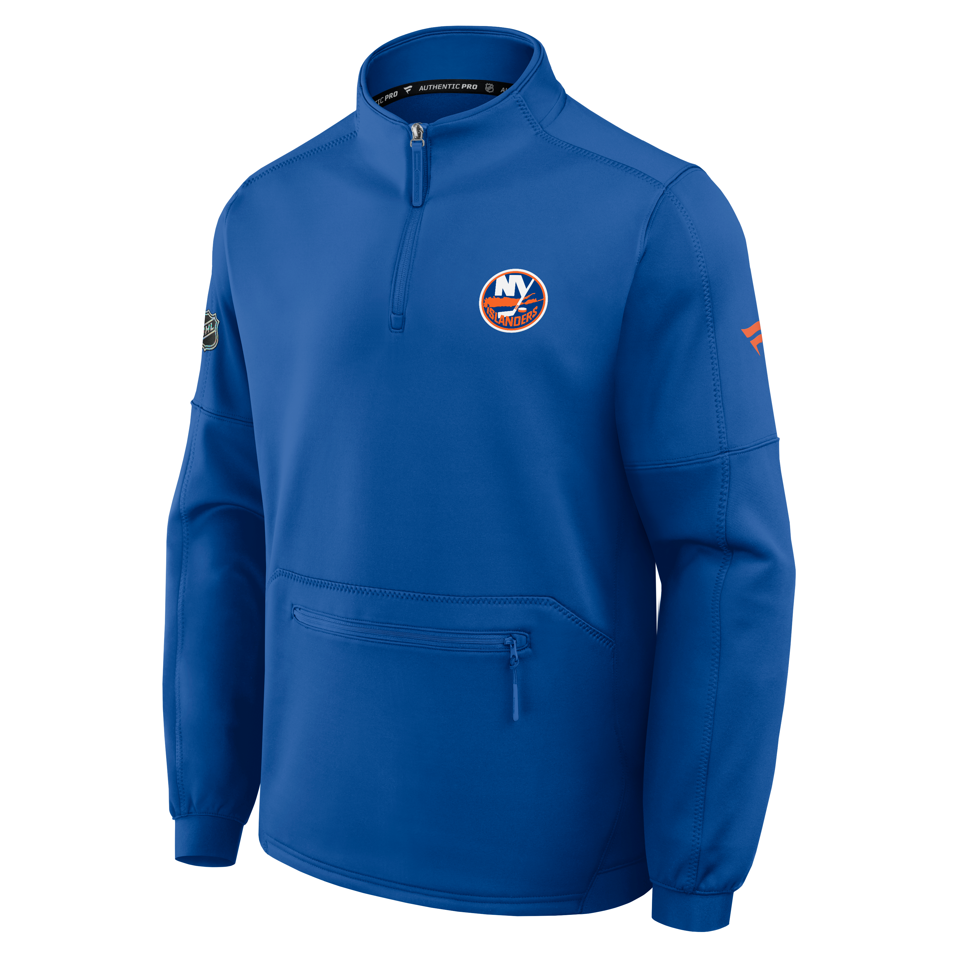 Pull-over à col zippé Fanatics Royal New York Islanders Authentic Pro Rink Fleece pour homme