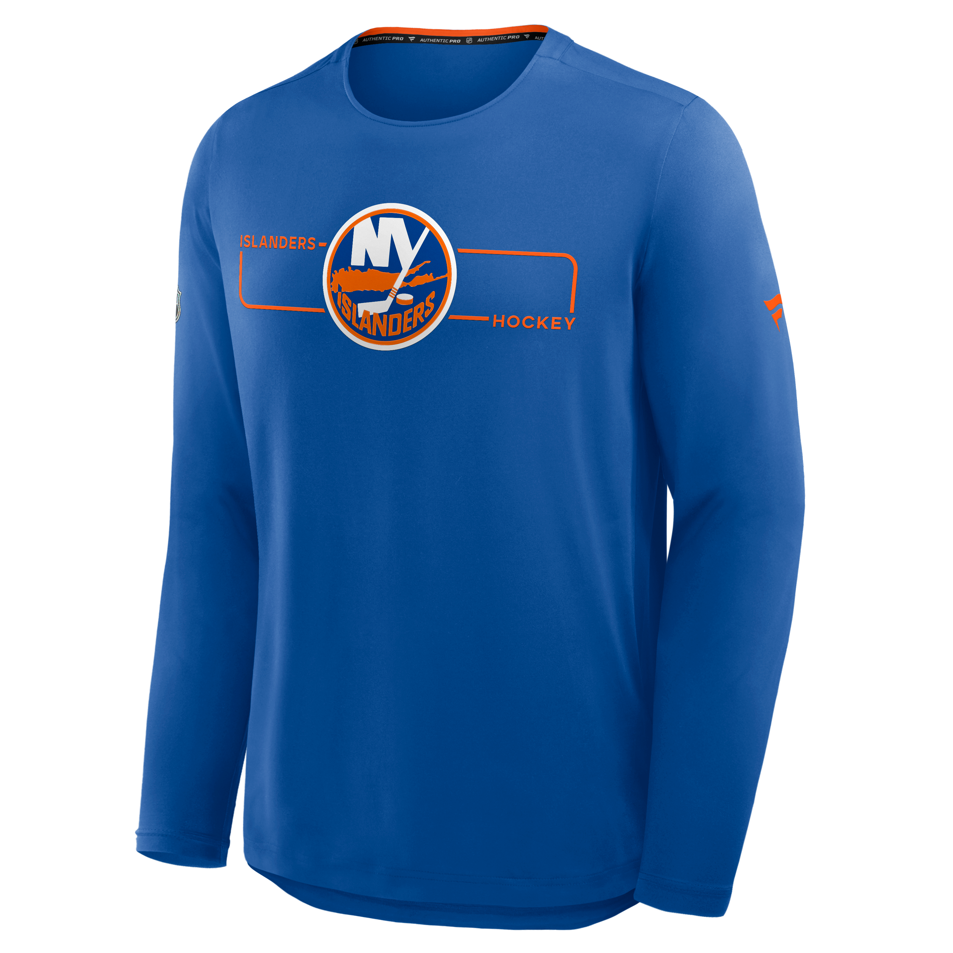 T-shirt à manches longues authentique Pro Rink Tech des Islanders de New York, modèle Royal Fanatics, pour homme