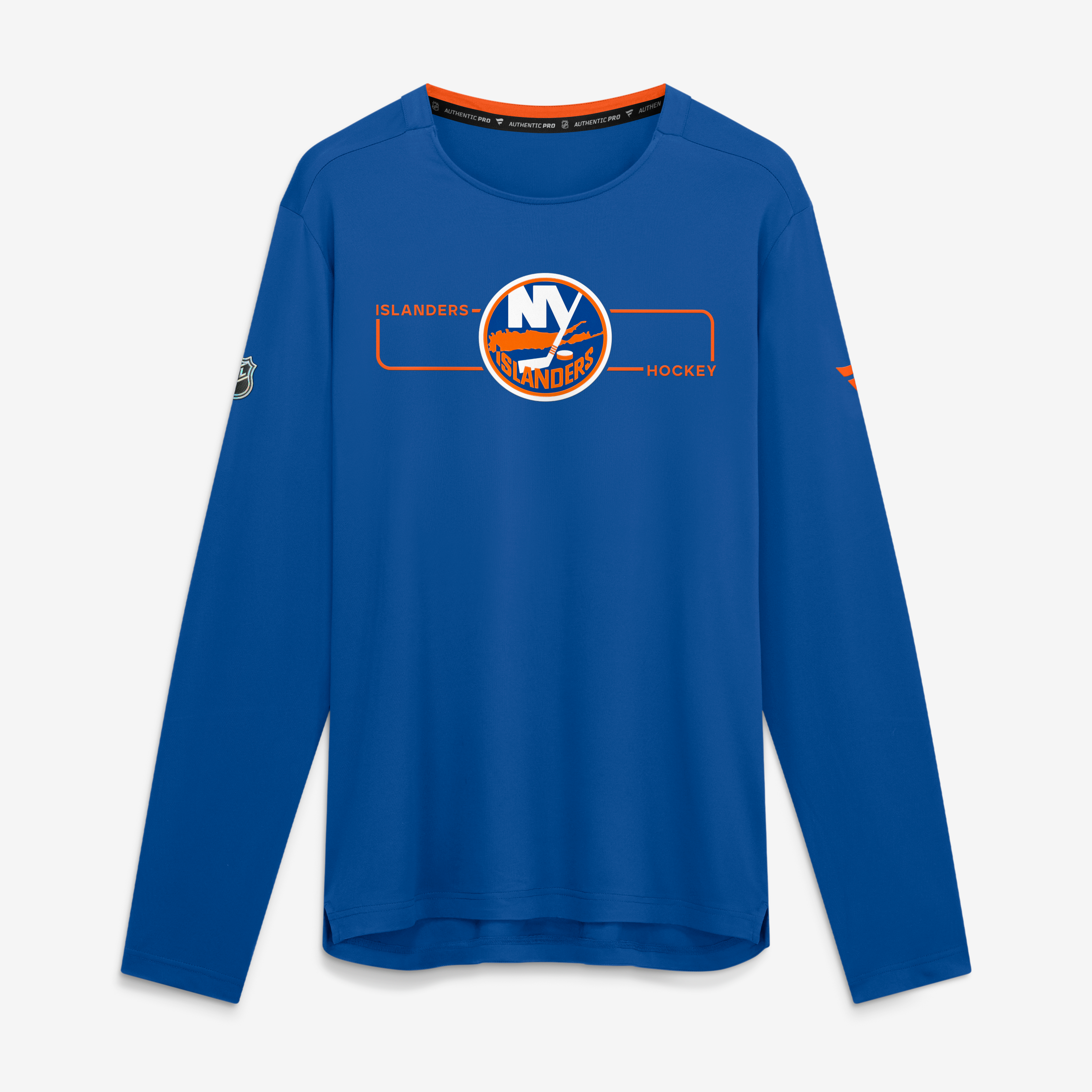 T-shirt à manches longues authentique Pro Rink Tech des Islanders de New York, modèle Royal Fanatics, pour homme