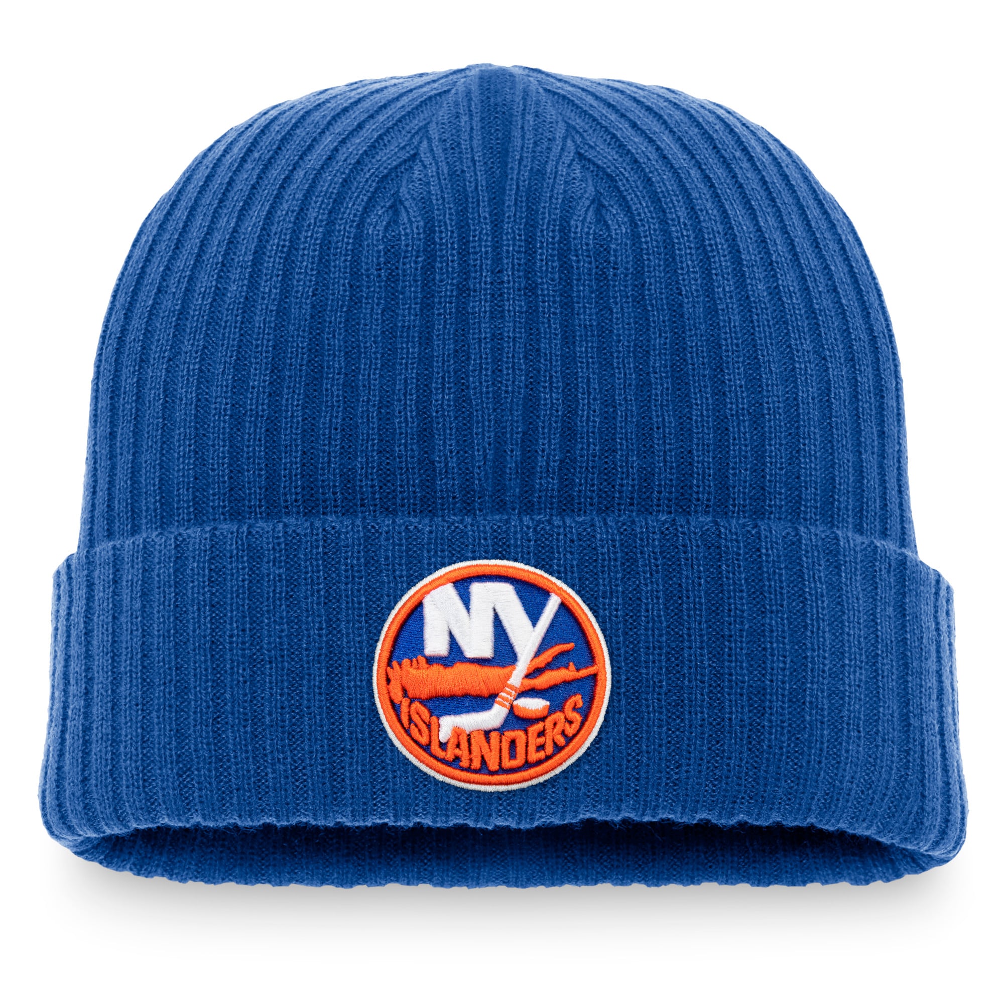 Bonnet en tricot à revers avec logo principal Fanatics Royal New York Islanders pour hommes