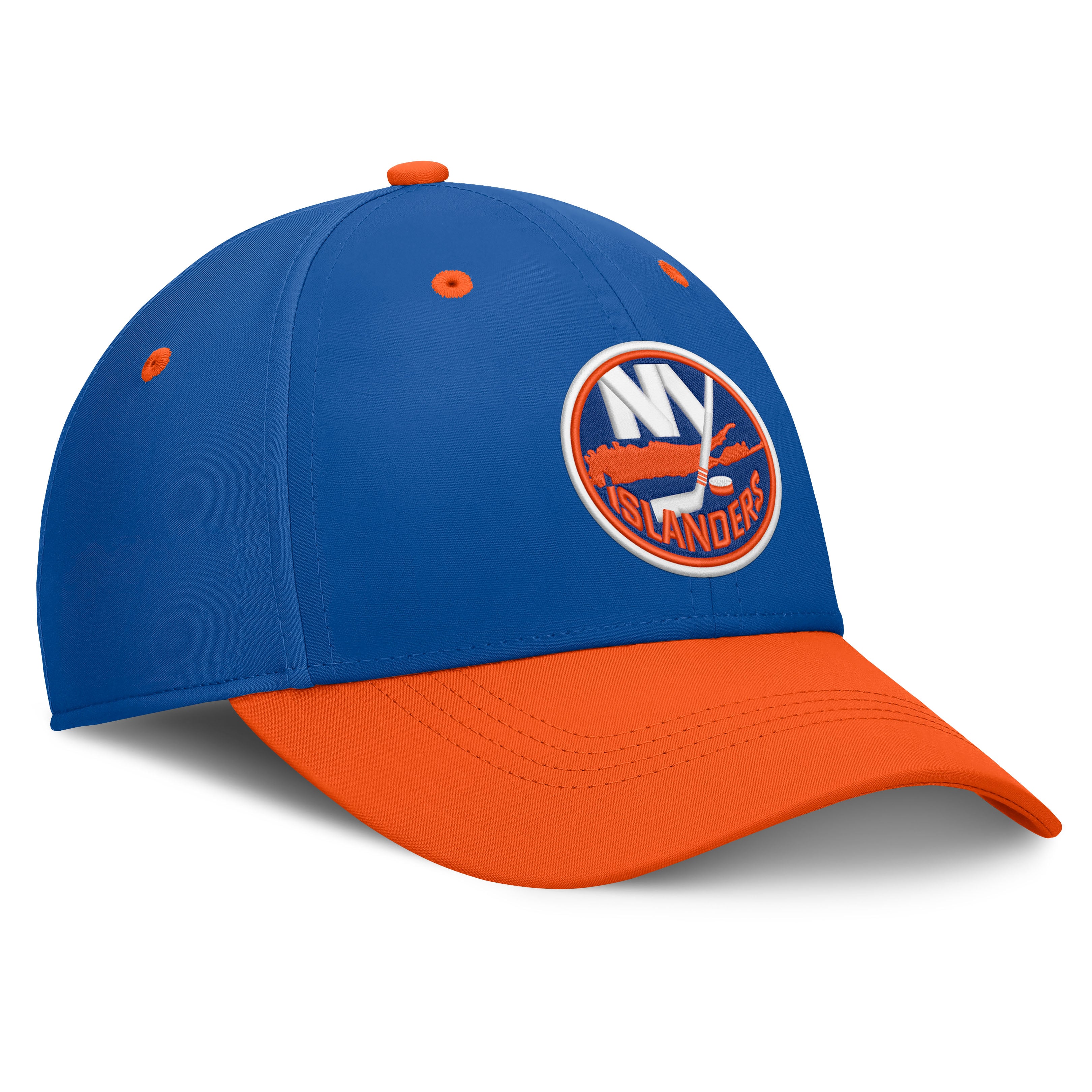Casquette extensible authentique Fanatics Royal/Orange New York Islanders pour homme