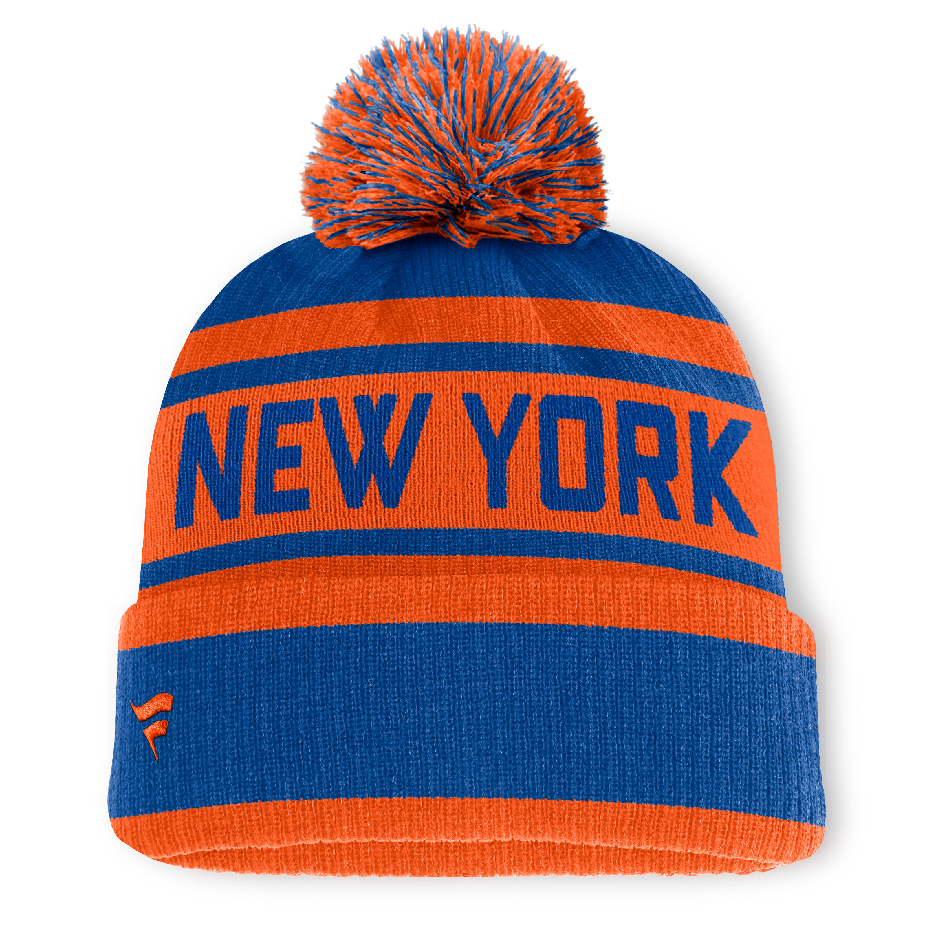 Bonnet à revers Fanatics Royal/Orange New York Islanders Fundamental pour homme avec pompon