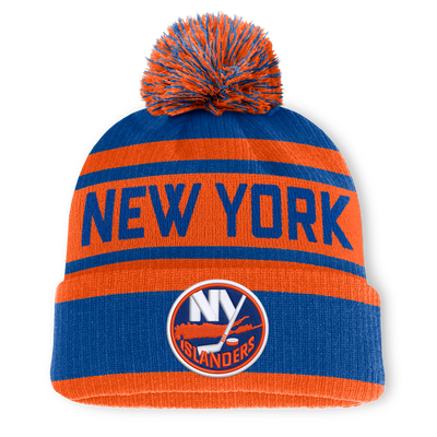 Men's New York Islanders Fanatics Royal/Orange Fundamental Cuffed Knit Hat with Pom