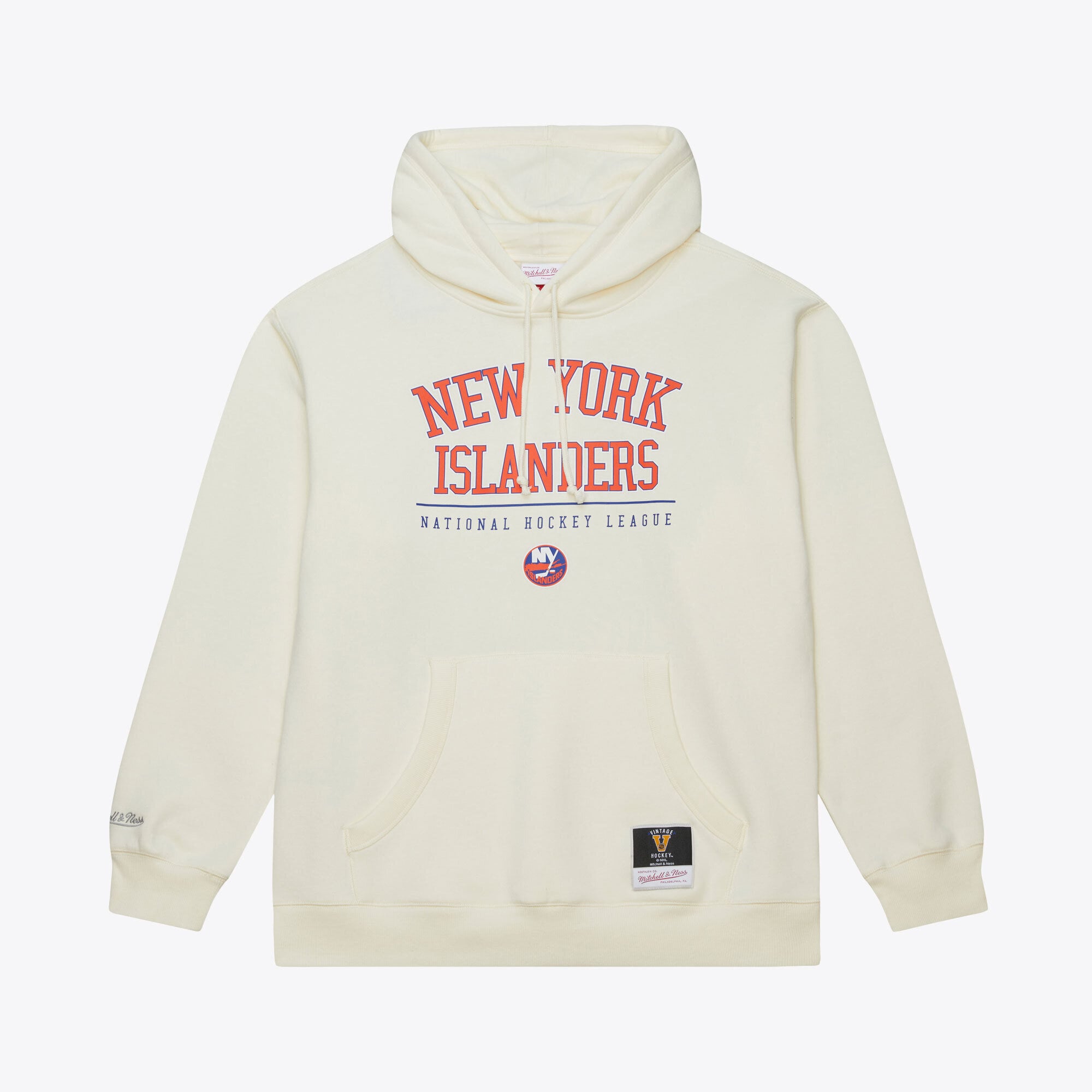 Men's Mitchell & Ness Cream New York Islanders Walk-Off Vintage Logo Fleece Hoodie