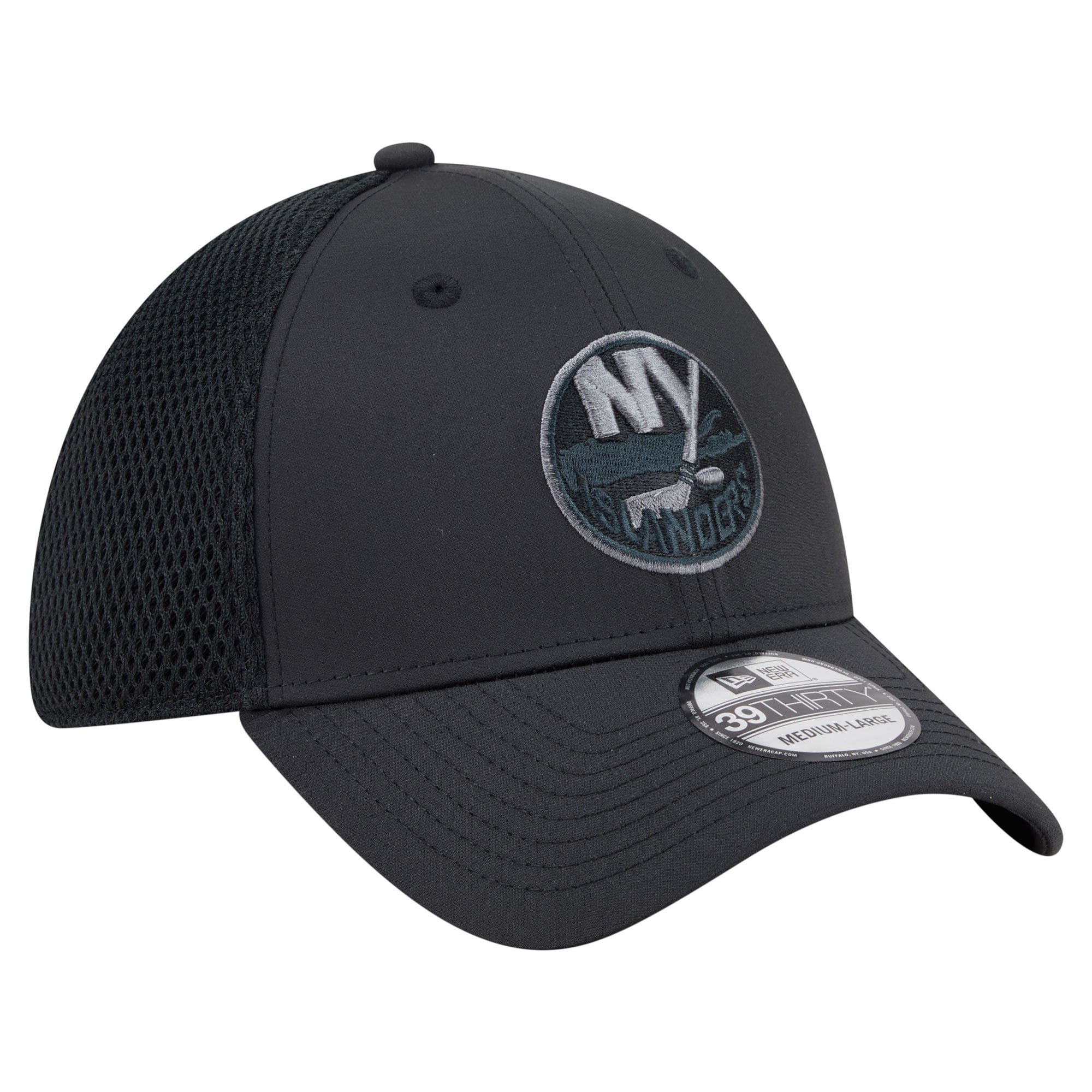 Men's New Era  Black York Islanders Blackout 39THIRTY Stretch Hat
