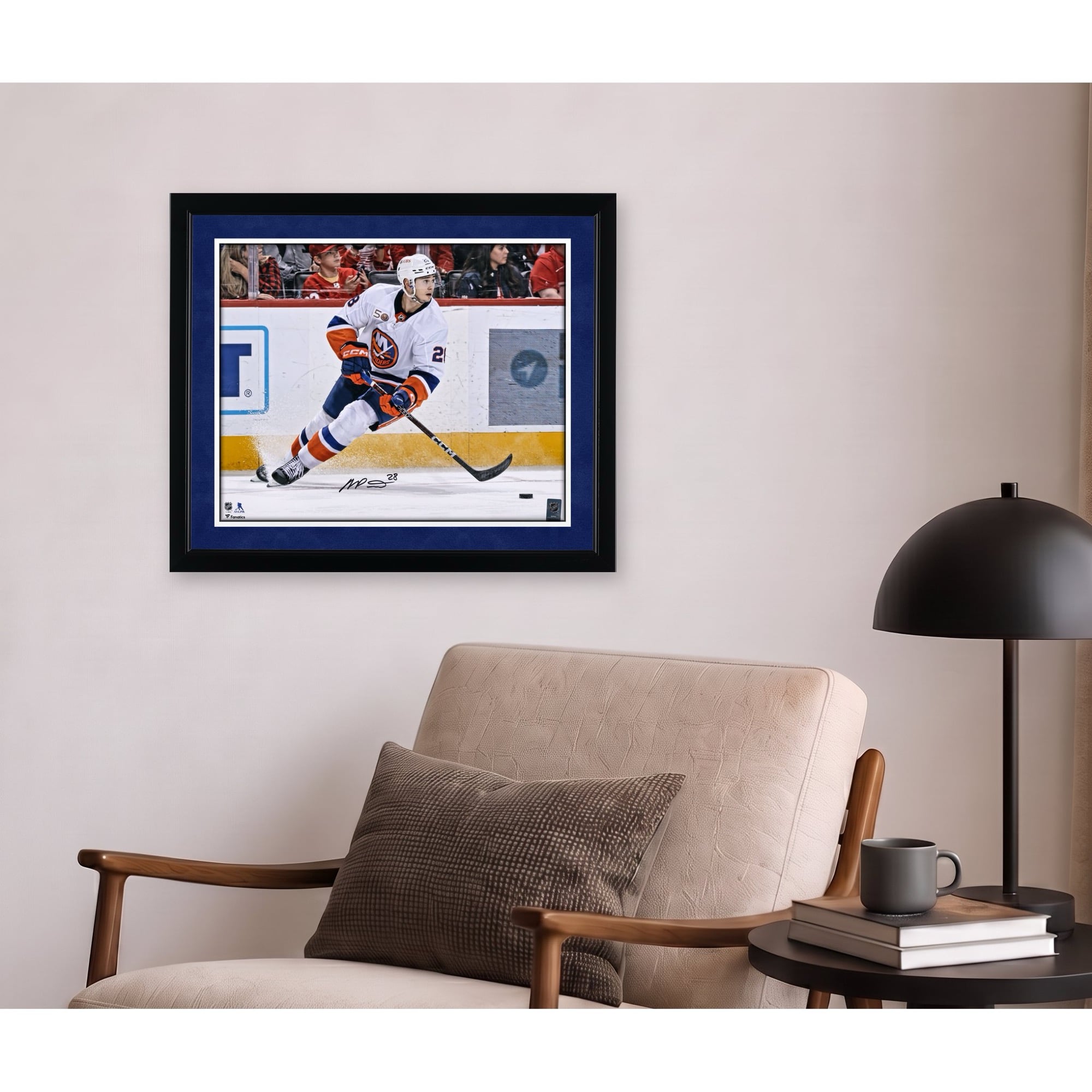New York Islanders Alexander Romanov Autographed 16" x 20" White Jersey with Puck Photograph
