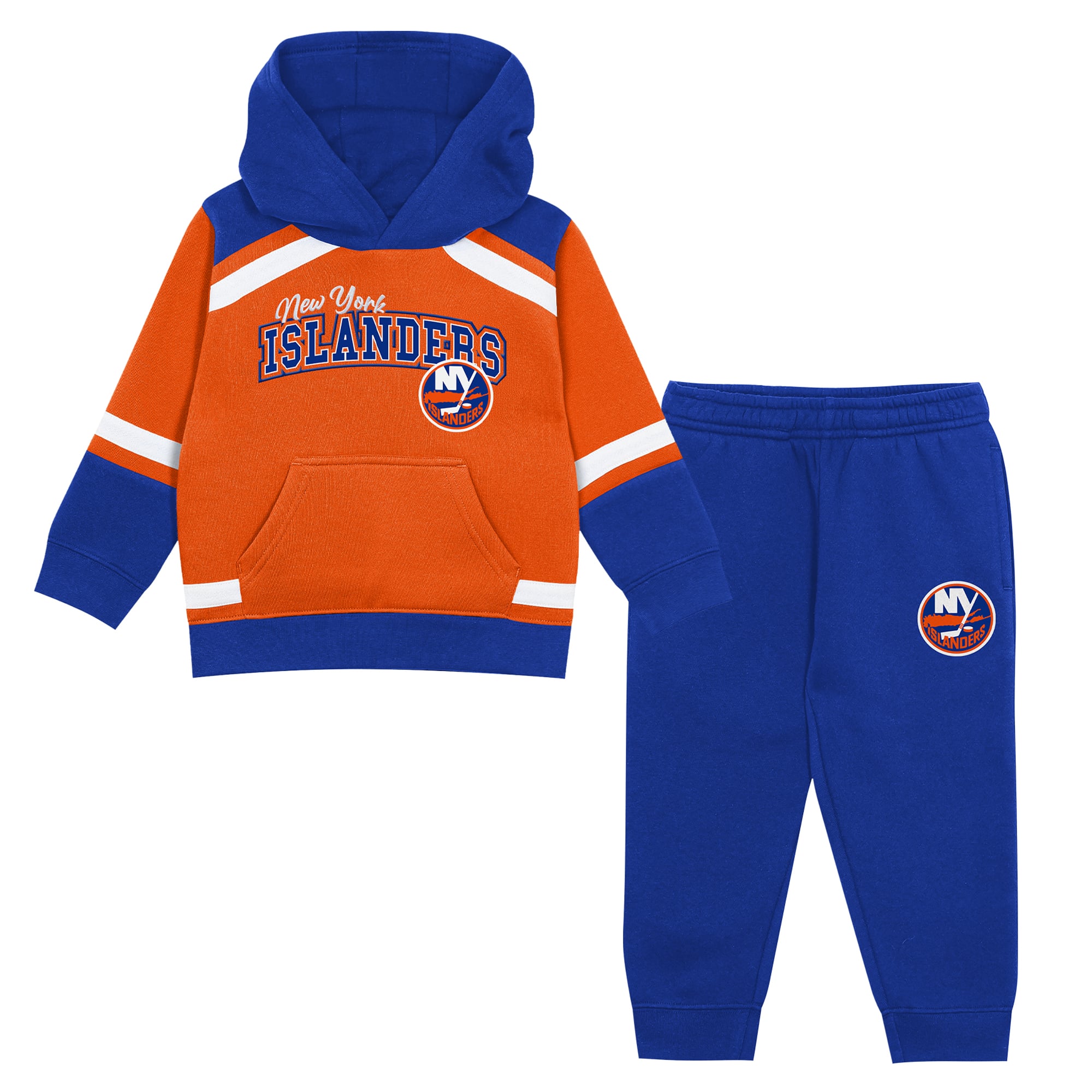 Ensemble sweat à capuche et pantalon Ice Explorer orange/bleu des Islanders de New York pour tout-petits