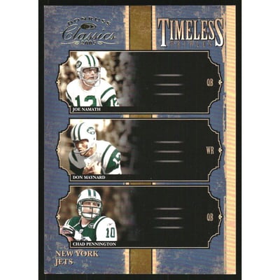 2005 Donruss Classics Timeless Triples Gold #7 Joe Namath/Don Maynard/Chad Pennington