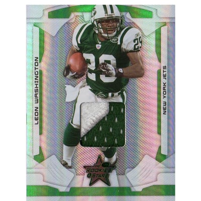 2008 Leaf Rookies and Stars Materials Emerald Prime #67 Leon Washington/50