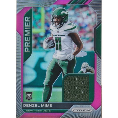 2020 Panini Prizm Premier Jerseys Pink #20 Denzel Mims