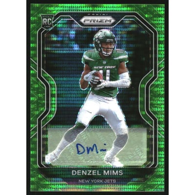 2020 Panini Prizm Rookie Autographs Prizms Neon Green Pulsar #355 Denzel Mims