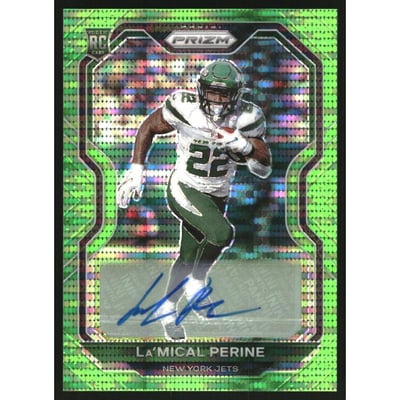 2020 Panini Prizm Rookie Autographs Prizms Neon Green Pulsar #357 La'Mical Perine