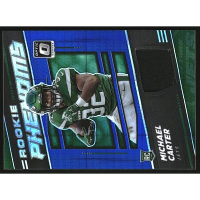 2021 Donruss Optic Rookie Phenoms Jerseys Blue Hyper #35 Michael Carter