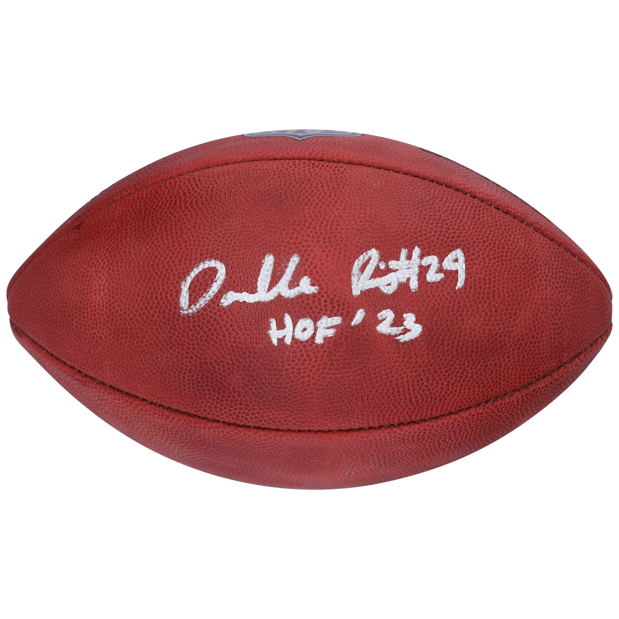 Ballon de football Duke en couleur autographié par Darrelle Revis des New York Jets avec l'inscription « HOF 23 »