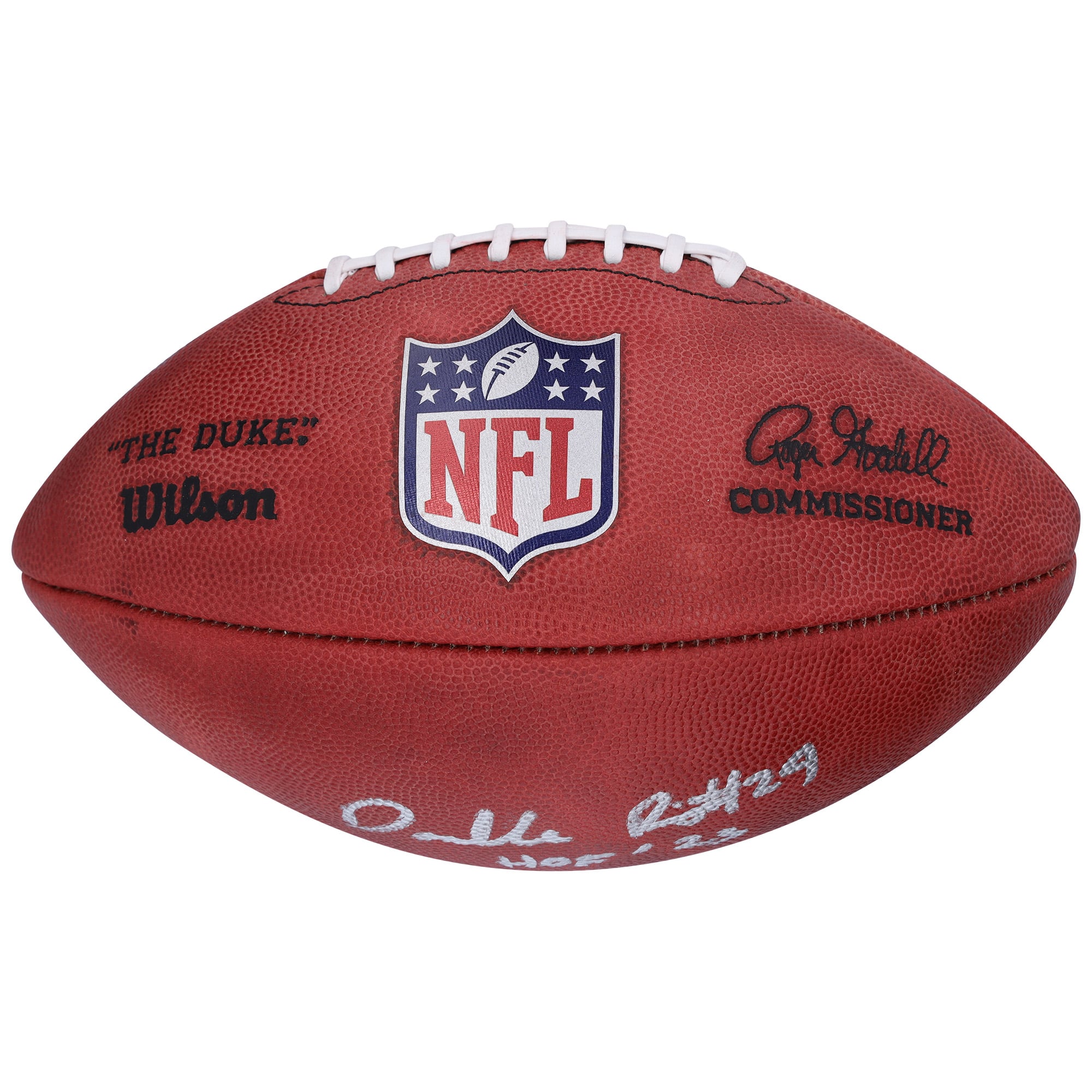 Ballon de football Duke en couleur autographié par Darrelle Revis des New York Jets avec l'inscription « HOF 23 »
