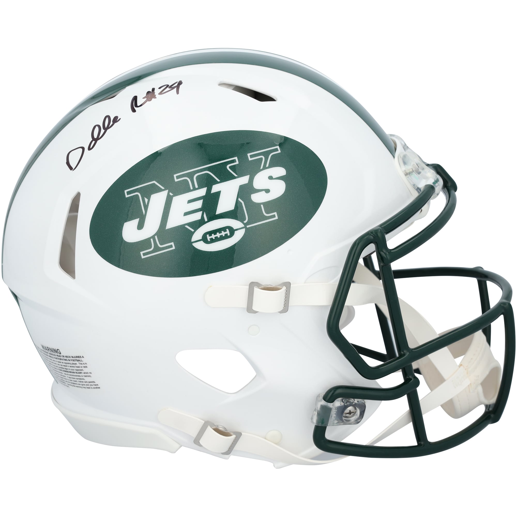 Casque Riddell authentique rétro Speed ​​1998-2018 autographié par Darrelle Revis des Jets de New York