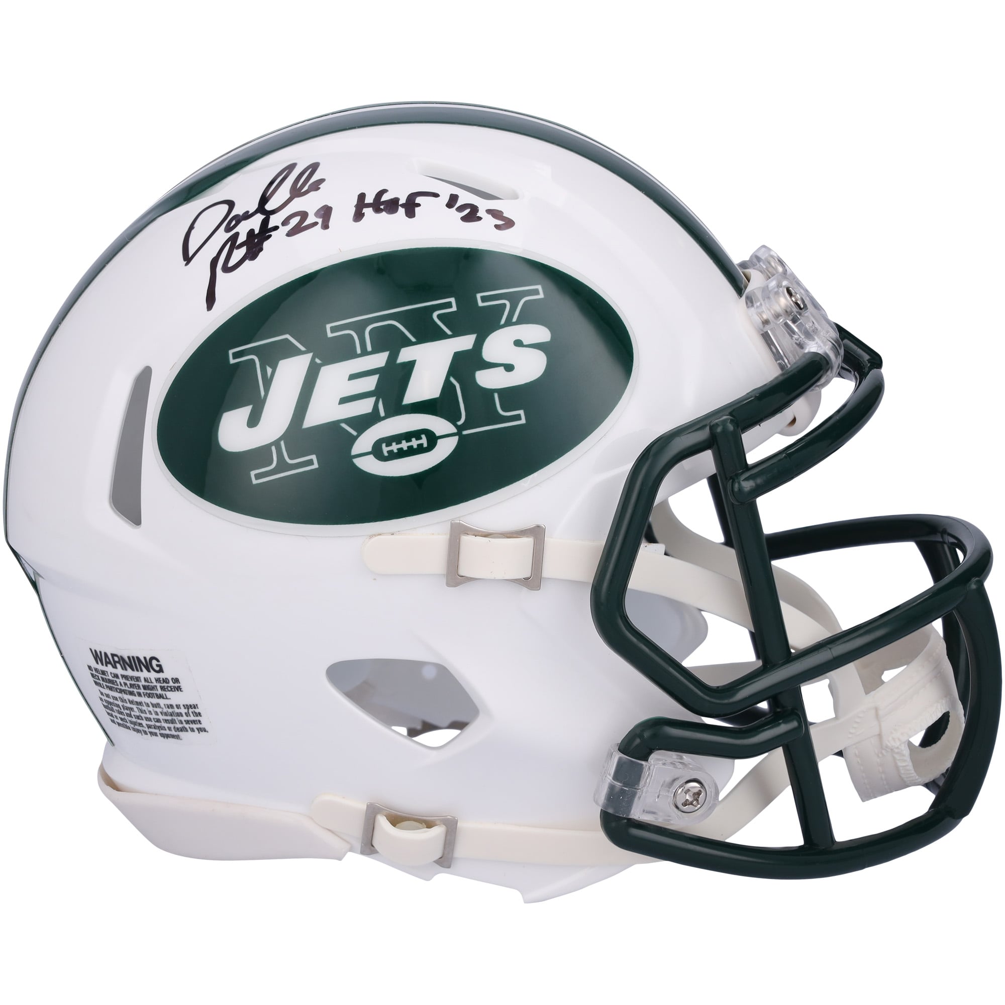 Casque mini-speed rétro autographié Riddell 1998-2018 par Darrelle Revis des New York Jets avec inscription « HOF 23 »