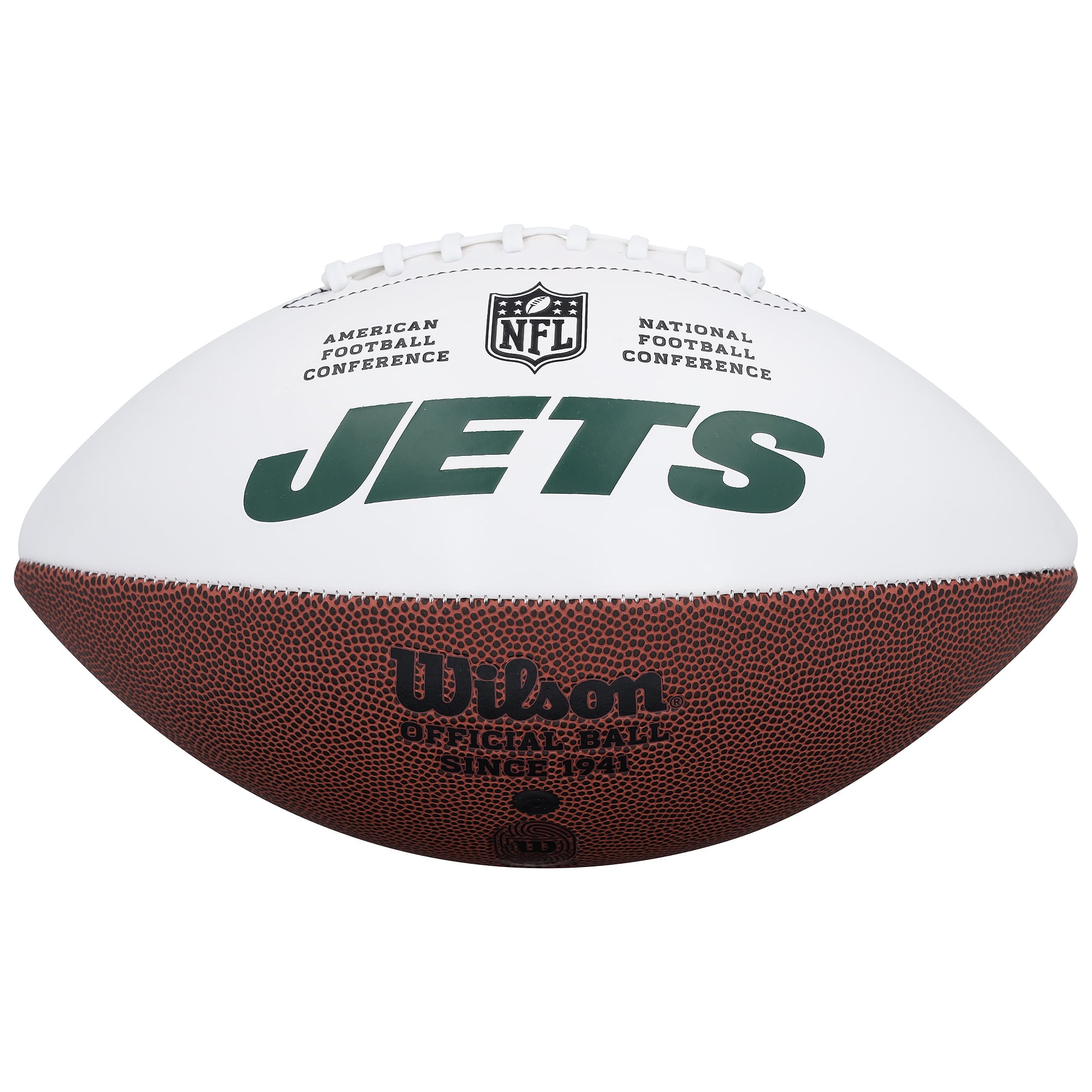 Ballon de football américain Wilson White Panel autographié par Darrelle Revis des New York Jets avec inscription « HOF 23 »