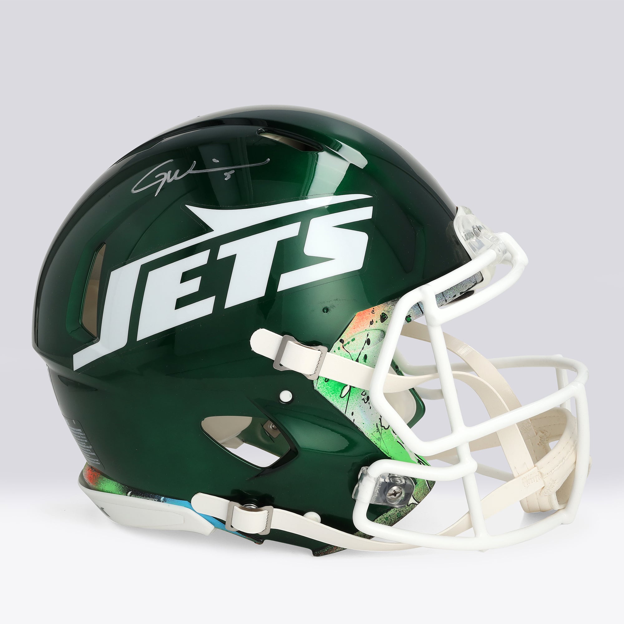 Garrett Wilson New York Jets Autographed Riddell 2024 Speed Authentic Helmet - Art by Shawn Voelker - NF70444454