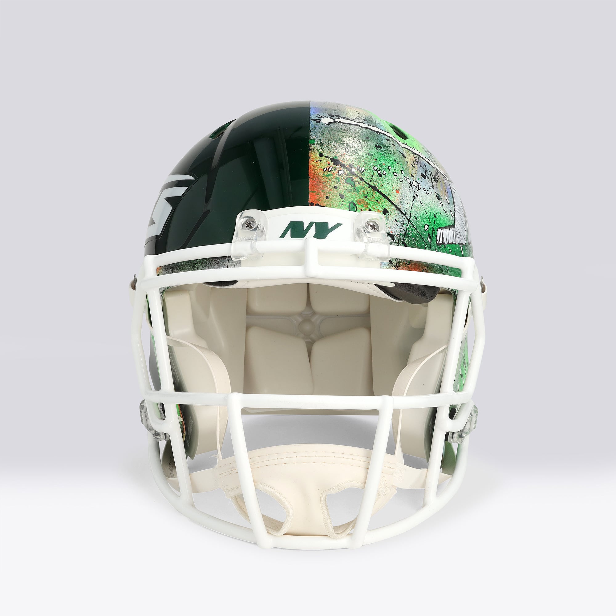 Garrett Wilson New York Jets Autographed Riddell 2024 Speed Authentic Helmet - Art by Shawn Voelker - NF70444454