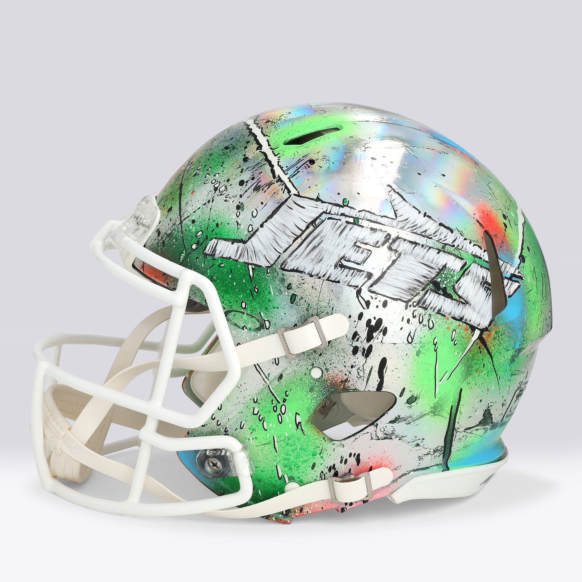 Garrett Wilson New York Jets Autographed Riddell 2024 Speed Authentic Helmet - Art by Shawn Voelker - NF70444454