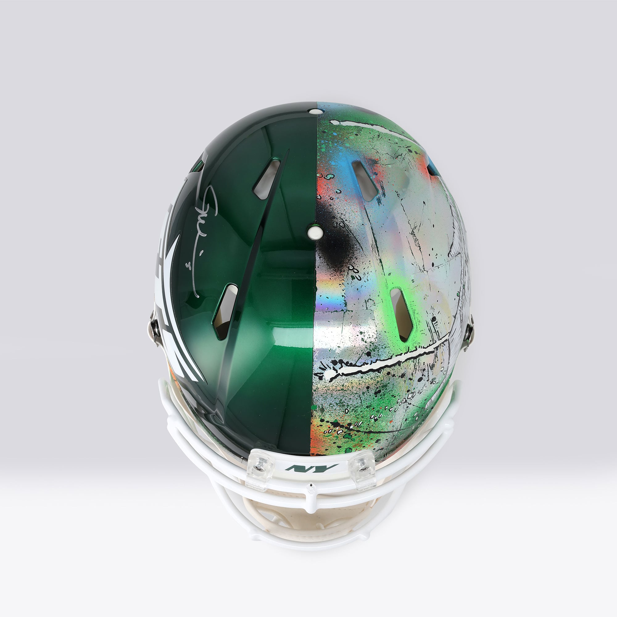 Garrett Wilson New York Jets Autographed Riddell 2024 Speed Authentic Helmet - Art by Shawn Voelker - NF70444454
