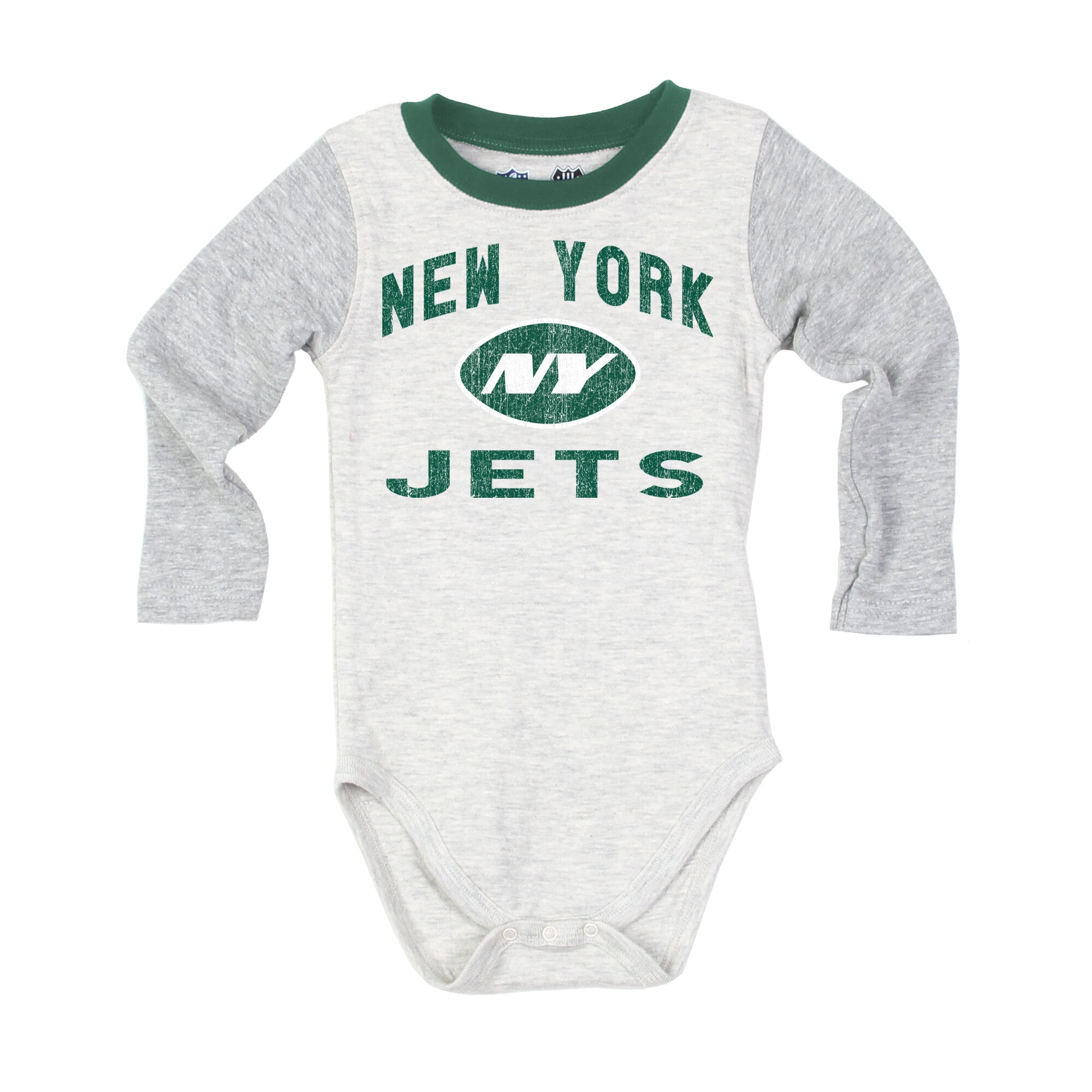 Ensemble body et pantalon à manches longues pour bébé Wes & Willy, gris chiné, New York Jets, Jie Hopper