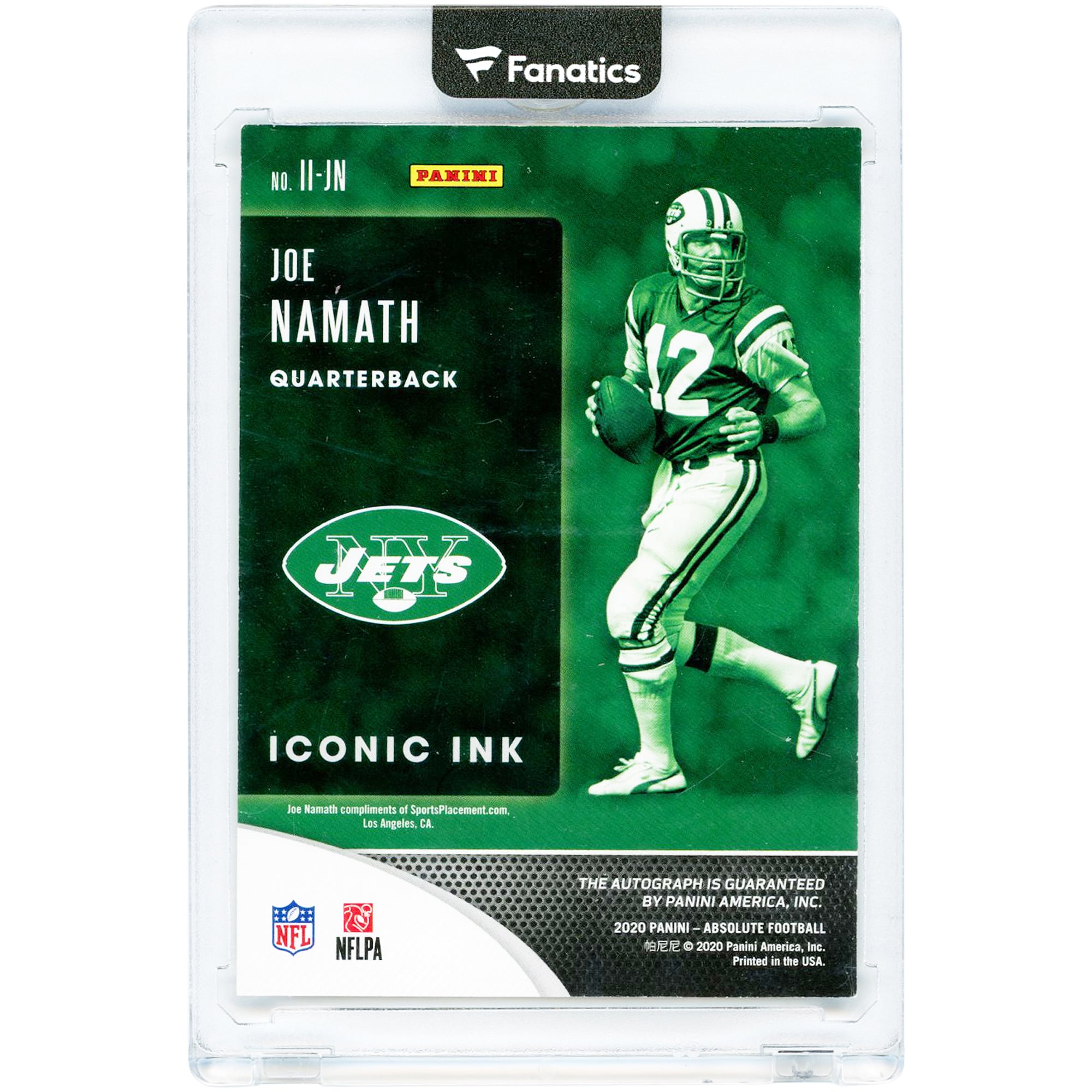 Joe Namath New York Jets Autographed 2020 Panini Absolute Iconic Ink #II-JN #18/25 Card