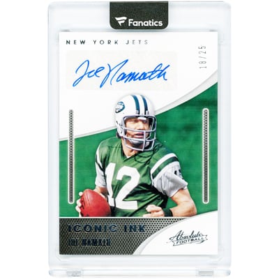 Joe Namath New York Jets Autographed 2020 Panini Absolute Iconic Ink #II-JN #18/25 Card