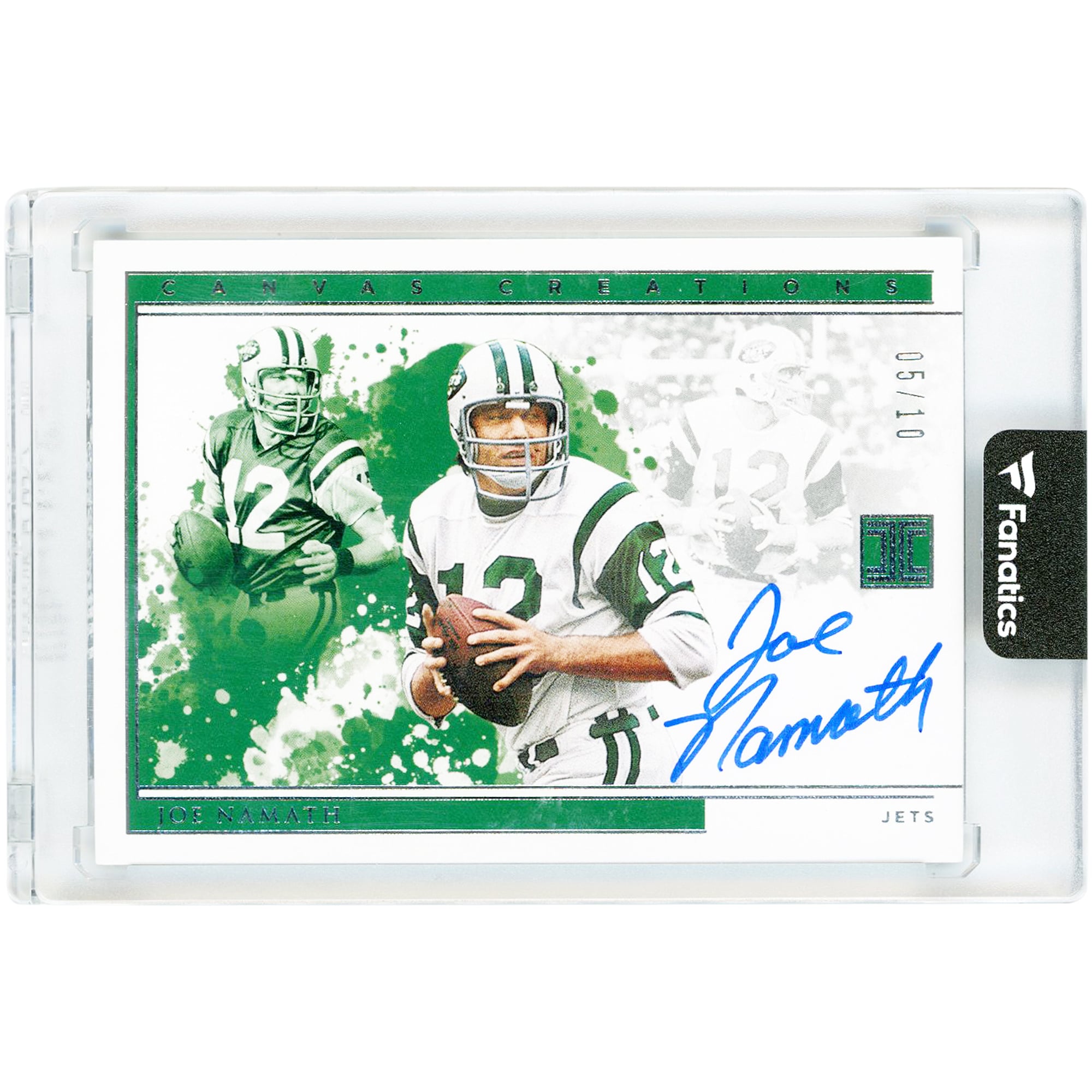 Joe Namath New York Jets Autographed 2020 Panini Impeccable Canvas Creations #CC-JN #5/10 Card