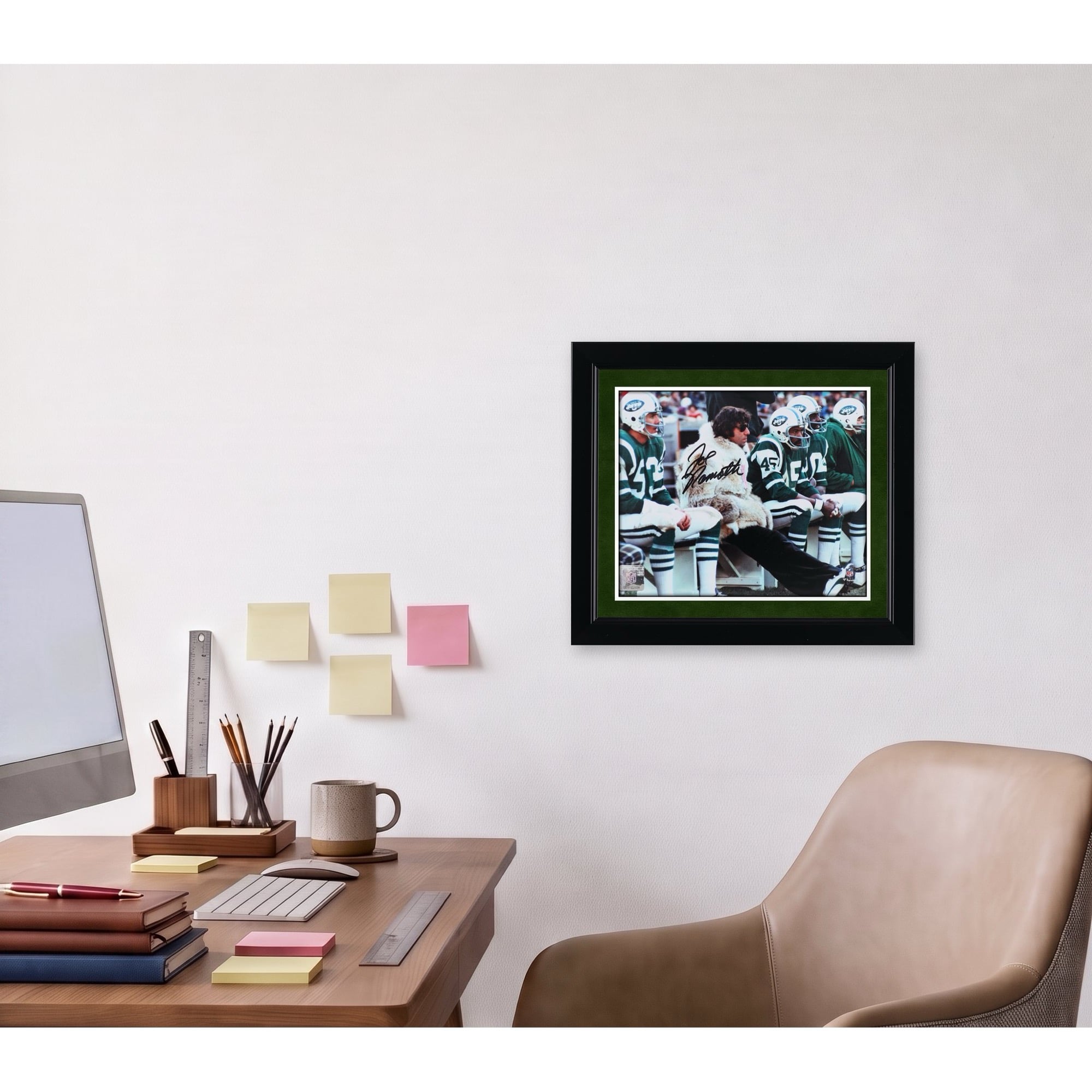 Joe Namath New York Jets Autographed 8" x 10" Fur Coat Sideline Photograph