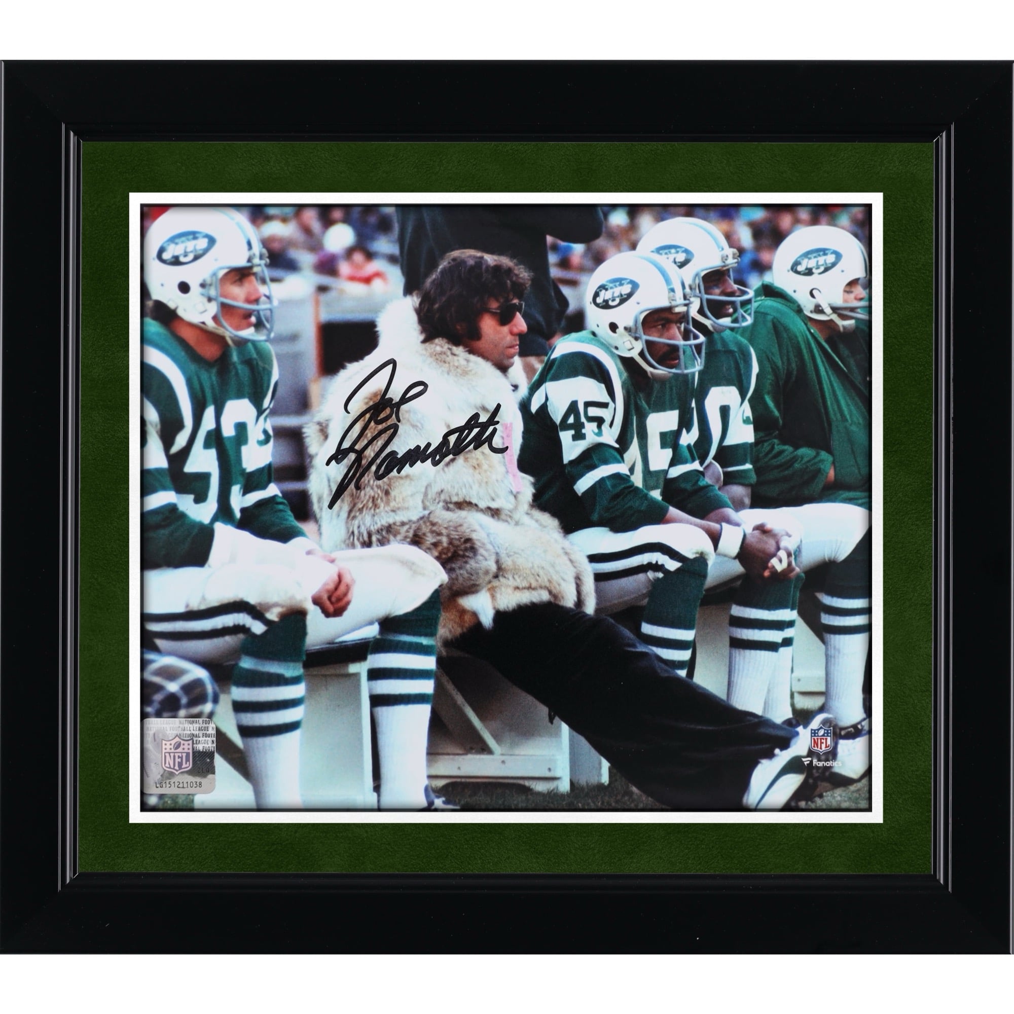 Joe Namath New York Jets Autographed 8" x 10" Fur Coat Sideline Photograph