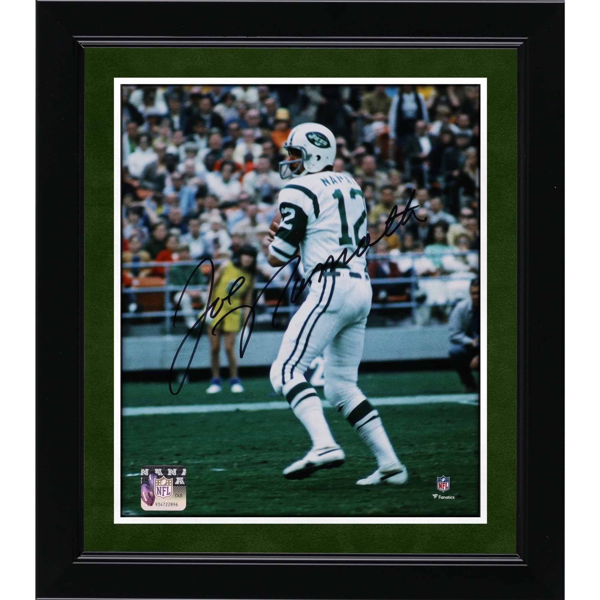 Joe Namath New York Jets Autographed 8" x 10" White Jersey in Pocket Photograph