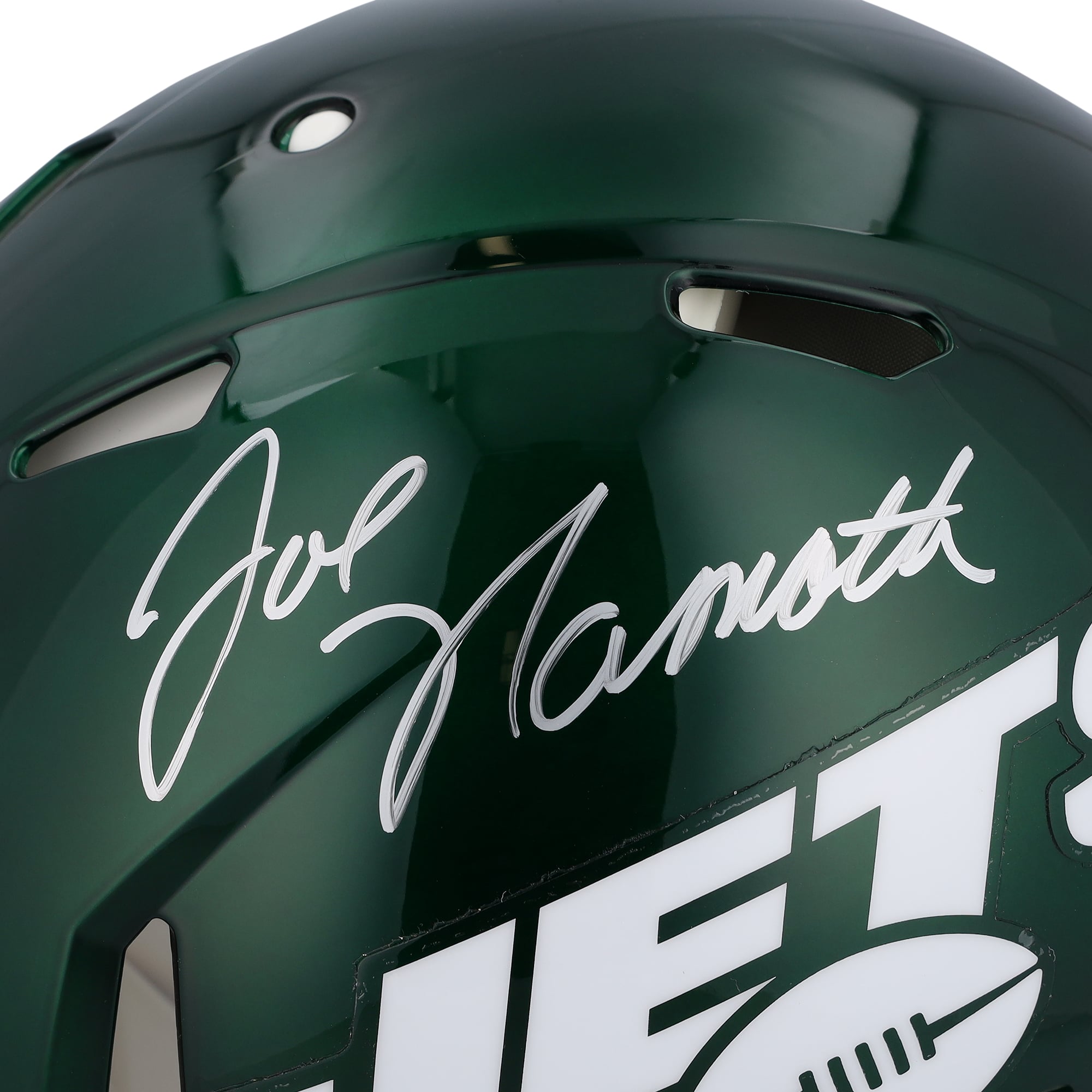 Casque authentique Riddell Speed ​​autographié par Joe Namath des New York Jets