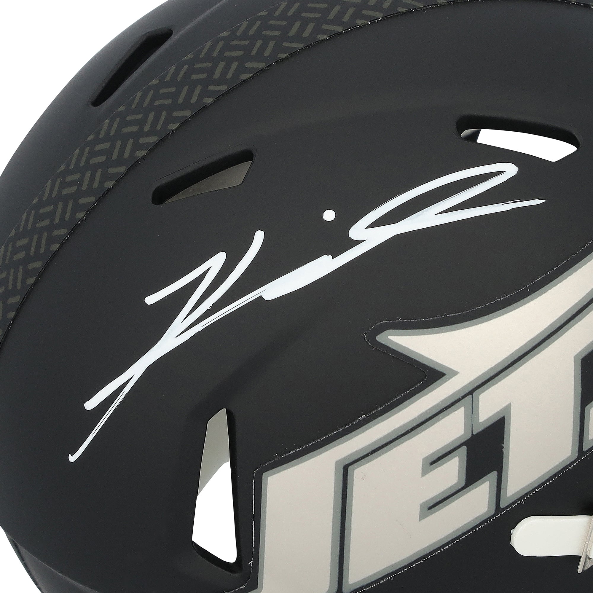 Casque miniature noir de vitesse Riddell 2024 alternatif n° 1 autographié par Kenyon Sadiq des Jets de New York