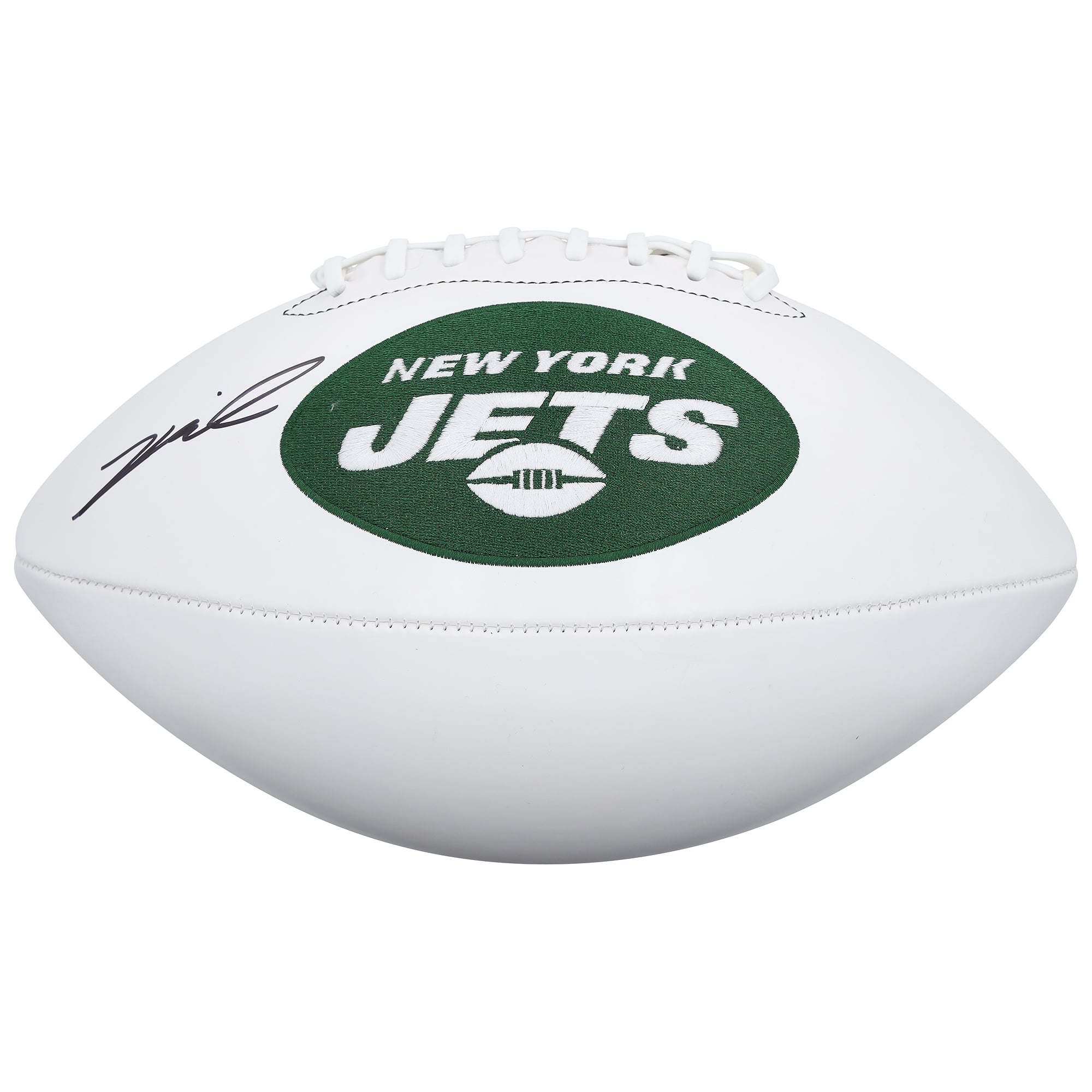 Ballon de football Wilson à panneau blanc autographié par Kenyon Sadiq des Jets de New York