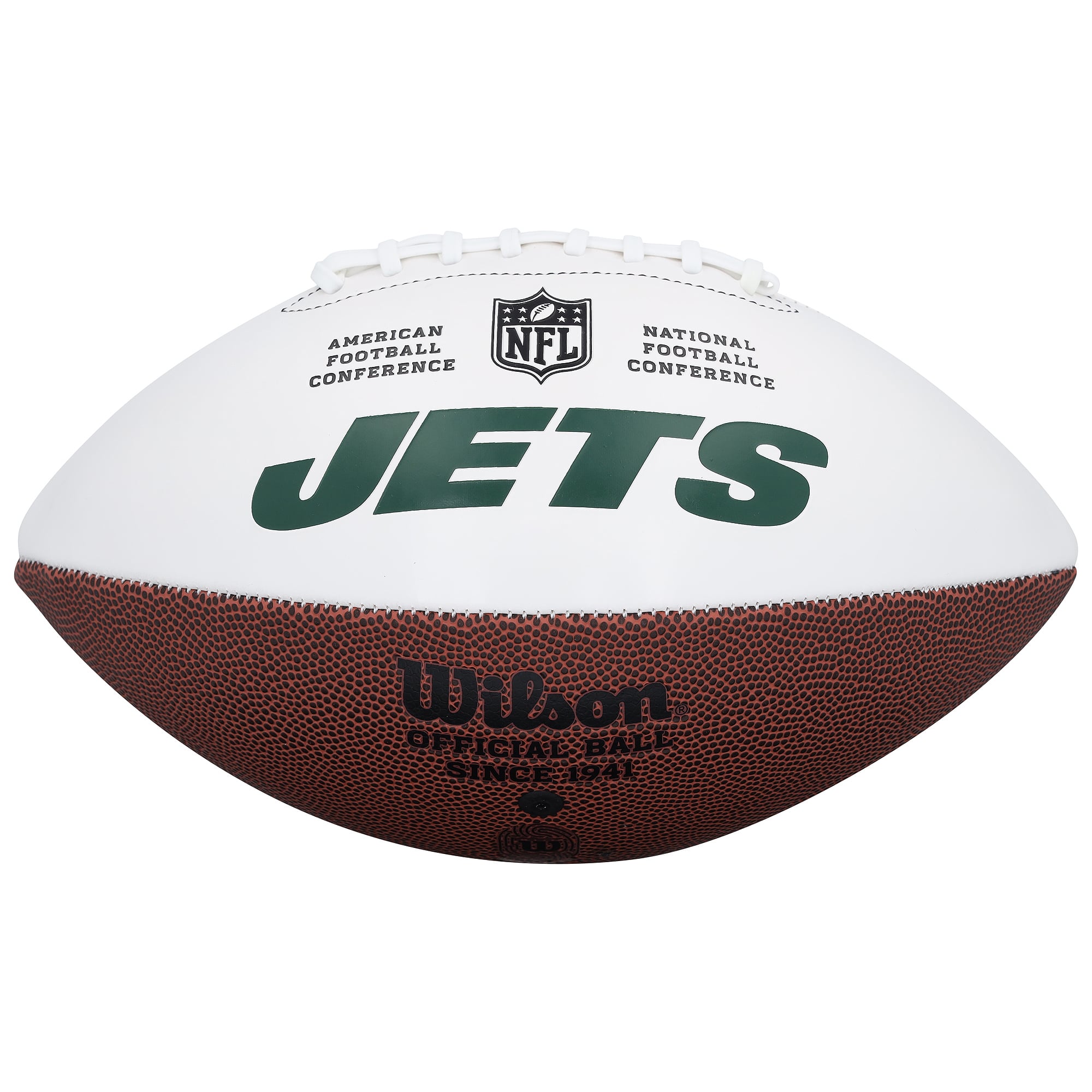 Ballon de football Wilson à panneau blanc autographié par Kenyon Sadiq des Jets de New York