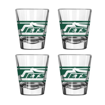 New York Jets Logo Brands Four-Piece Stripe Shot Glass Set