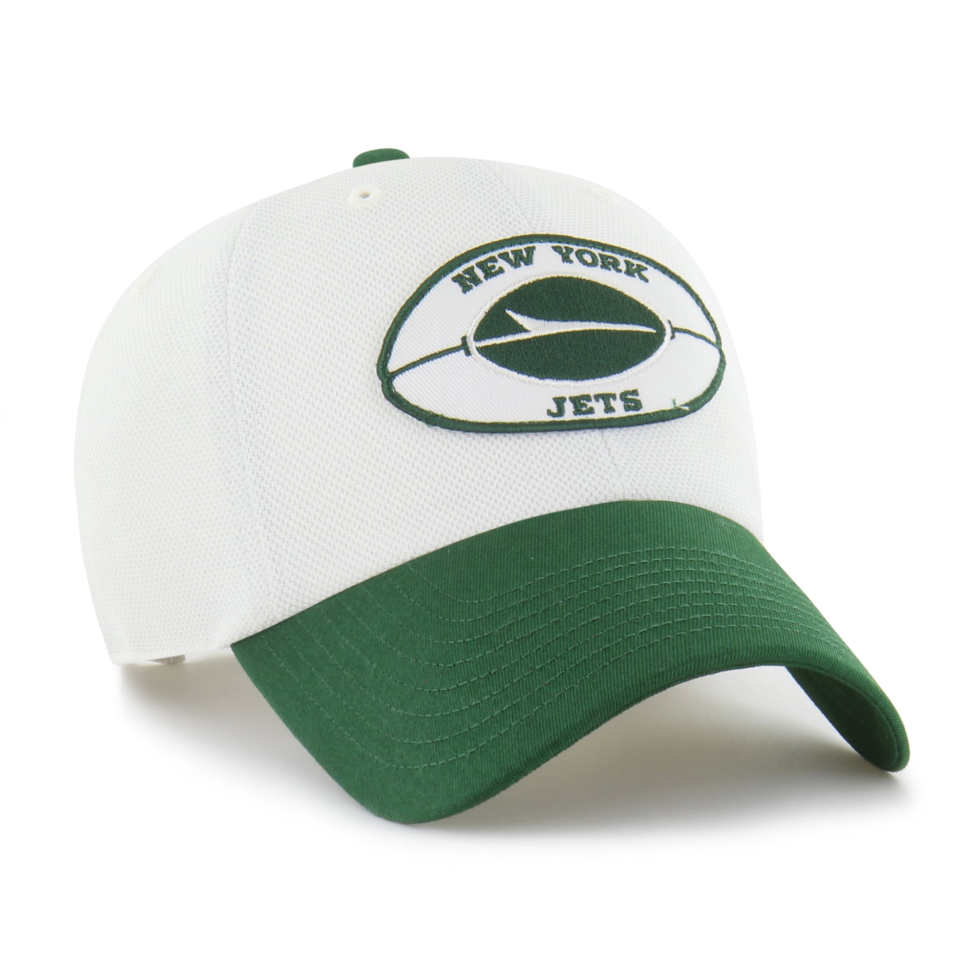 Men's '47 Cream/Green New York Jets Pique Patch Clean Up Adjustable Hat