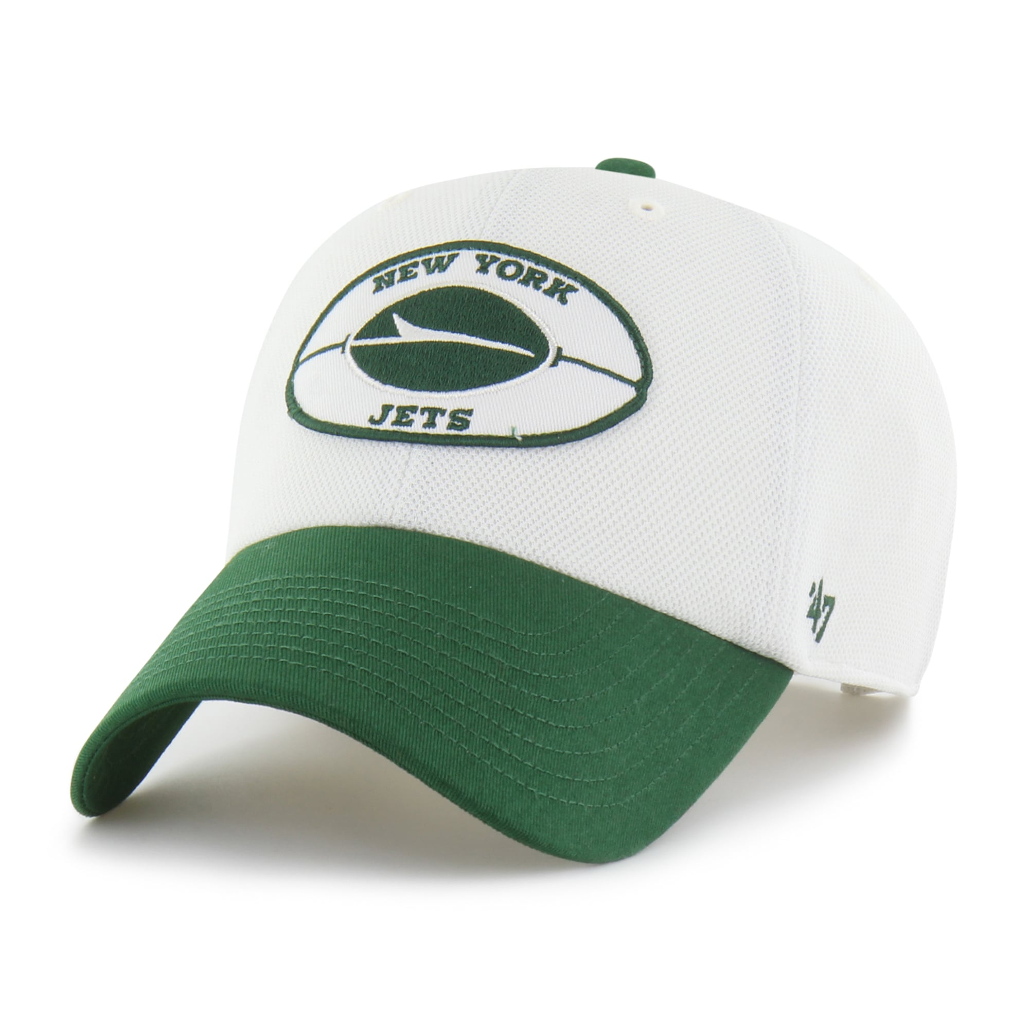 Men's '47 Cream/Green New York Jets Pique Patch Clean Up Adjustable Hat