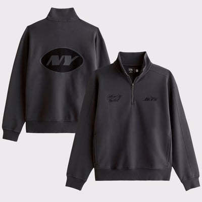 New York Jets Abercrombie & Fitch YPB neoKNIT MAX Half-Zip Top - Black