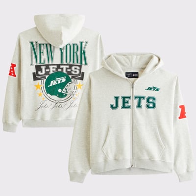 New York Jets Abercrombie & Fitch  Fleece Full-Zip Hoodie - Gray