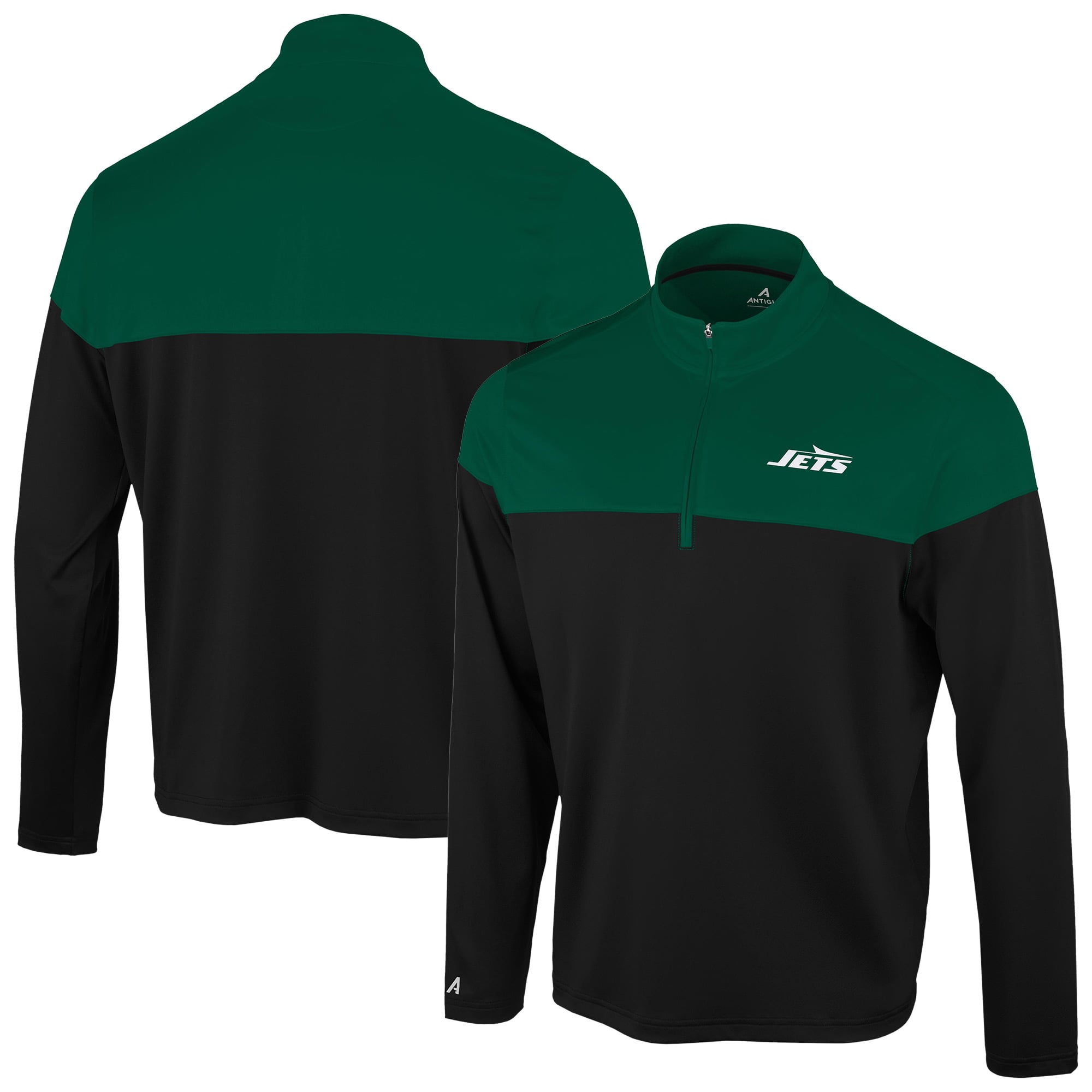 Pull à col zippé Antigua noir et vert New York Jets pour homme