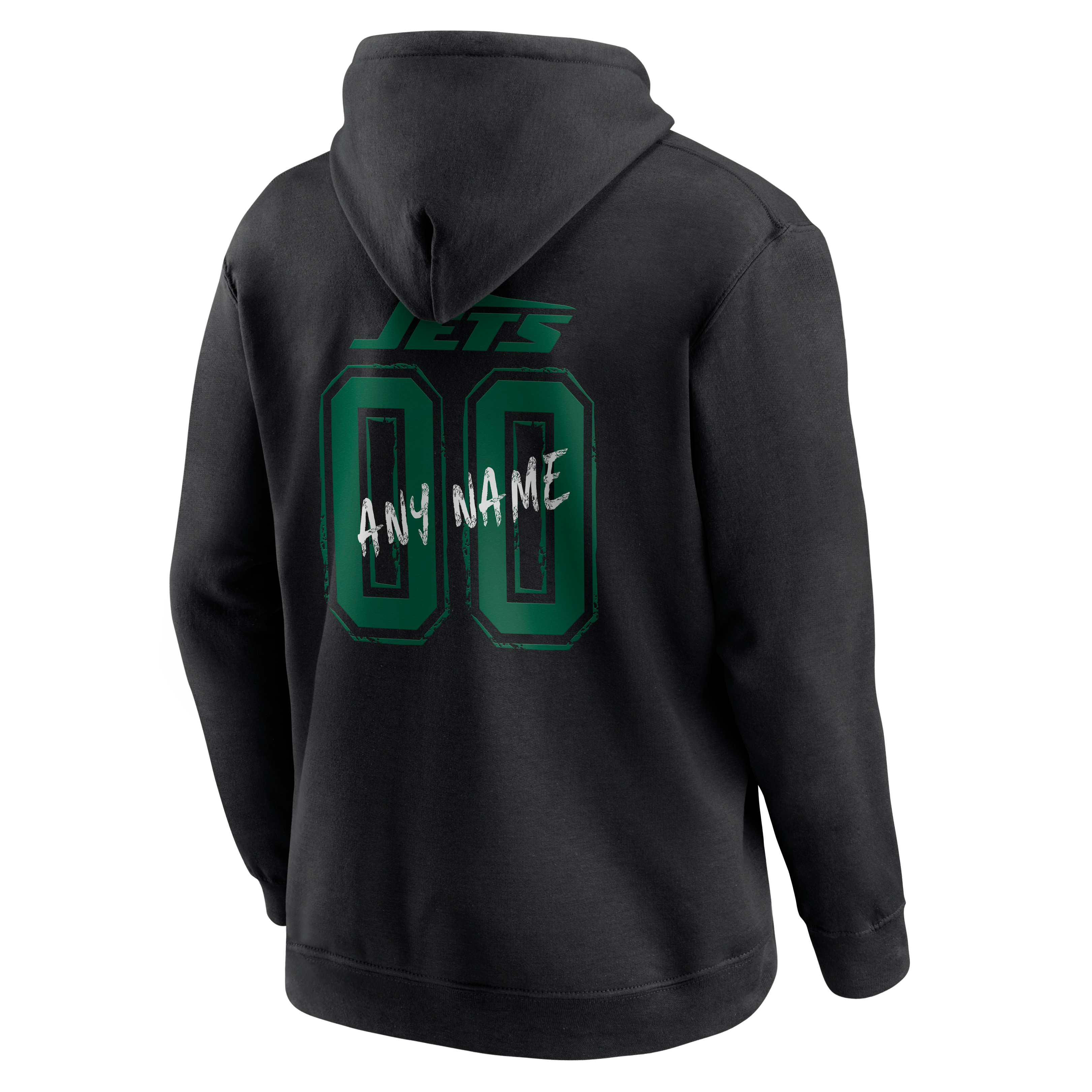 Sweat à capuche noir pour homme New York Jets Hustle personnalisé avec nom et numéro