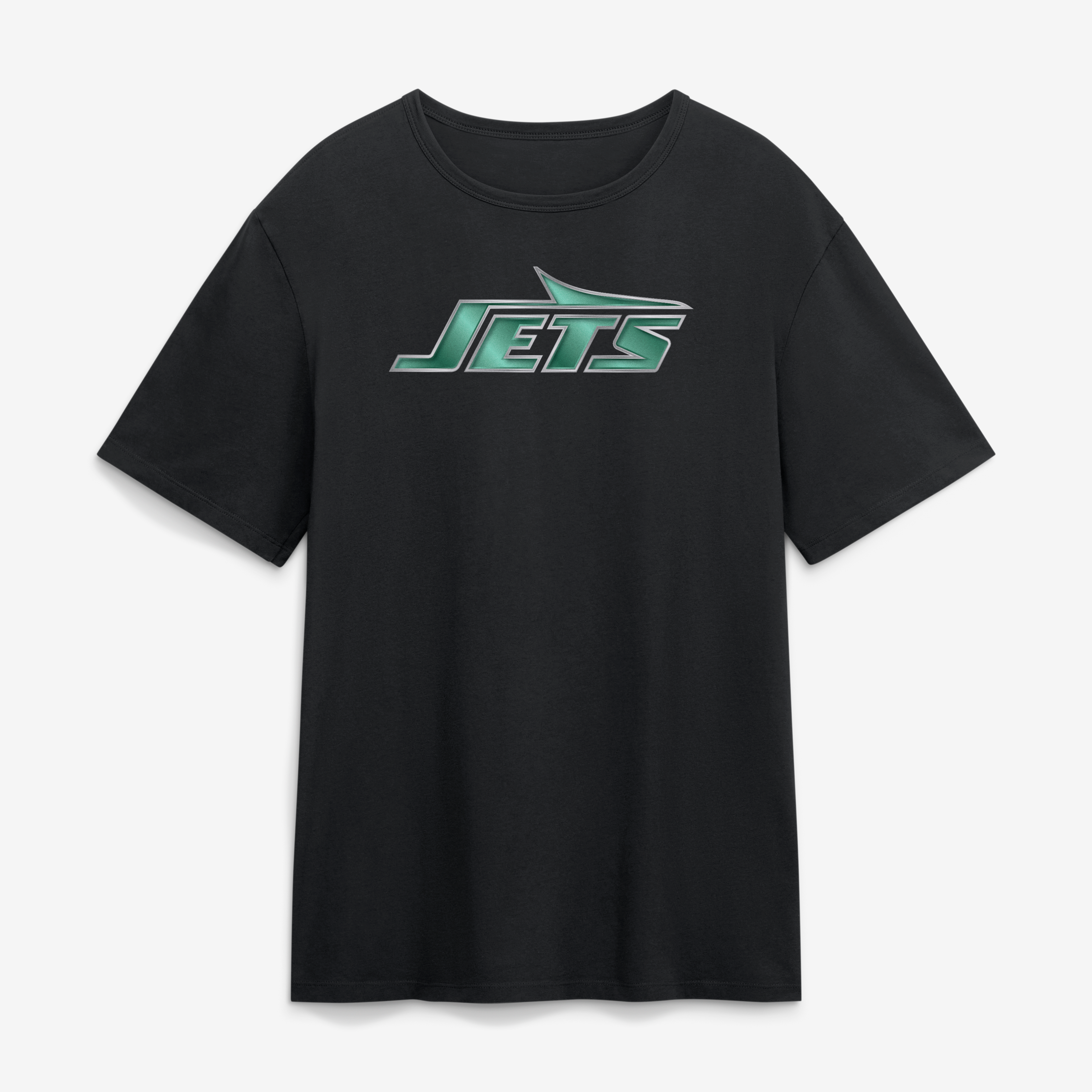 T-shirt noir pour homme New York Jets avec mascotte métallique
