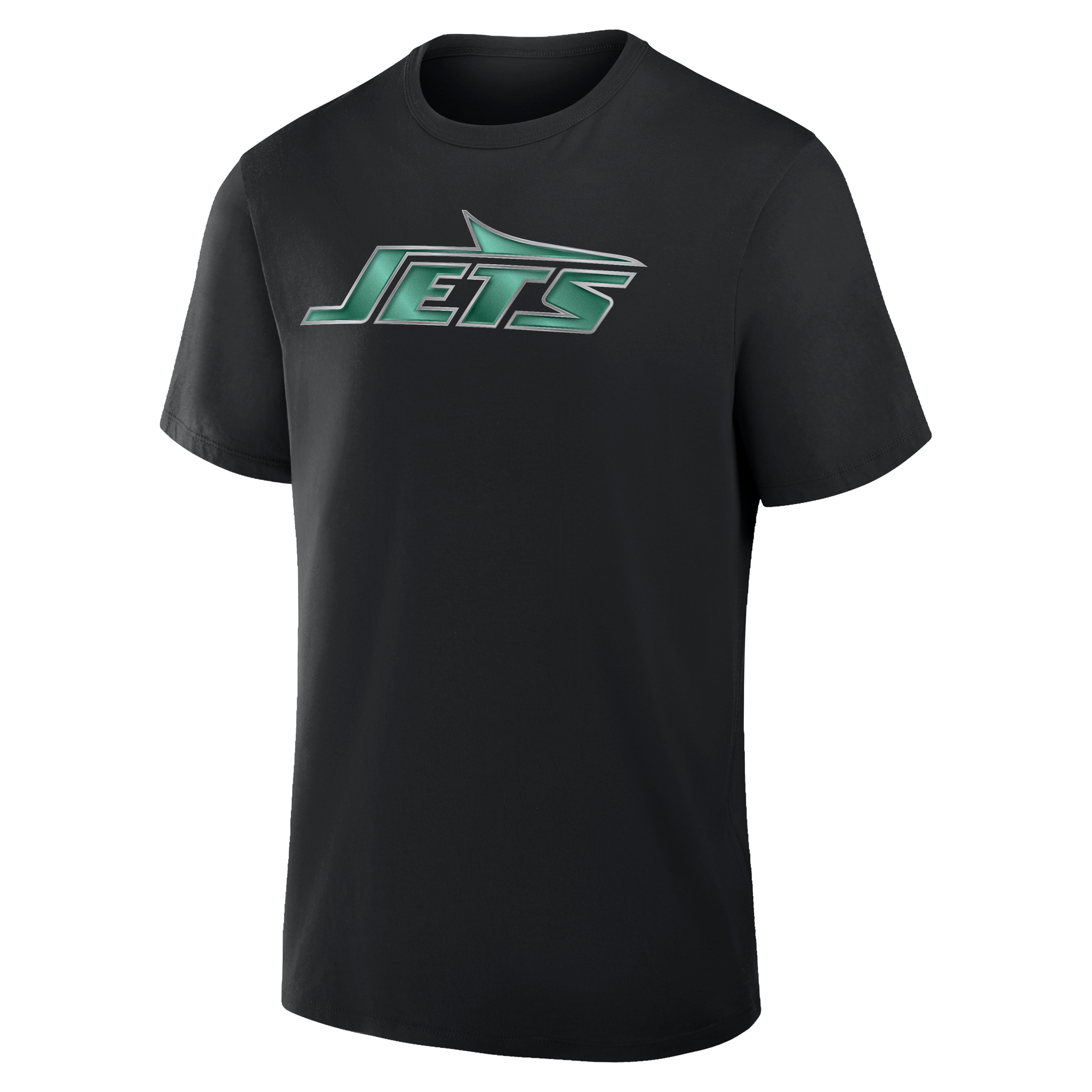 T-shirt noir pour homme New York Jets avec mascotte métallique