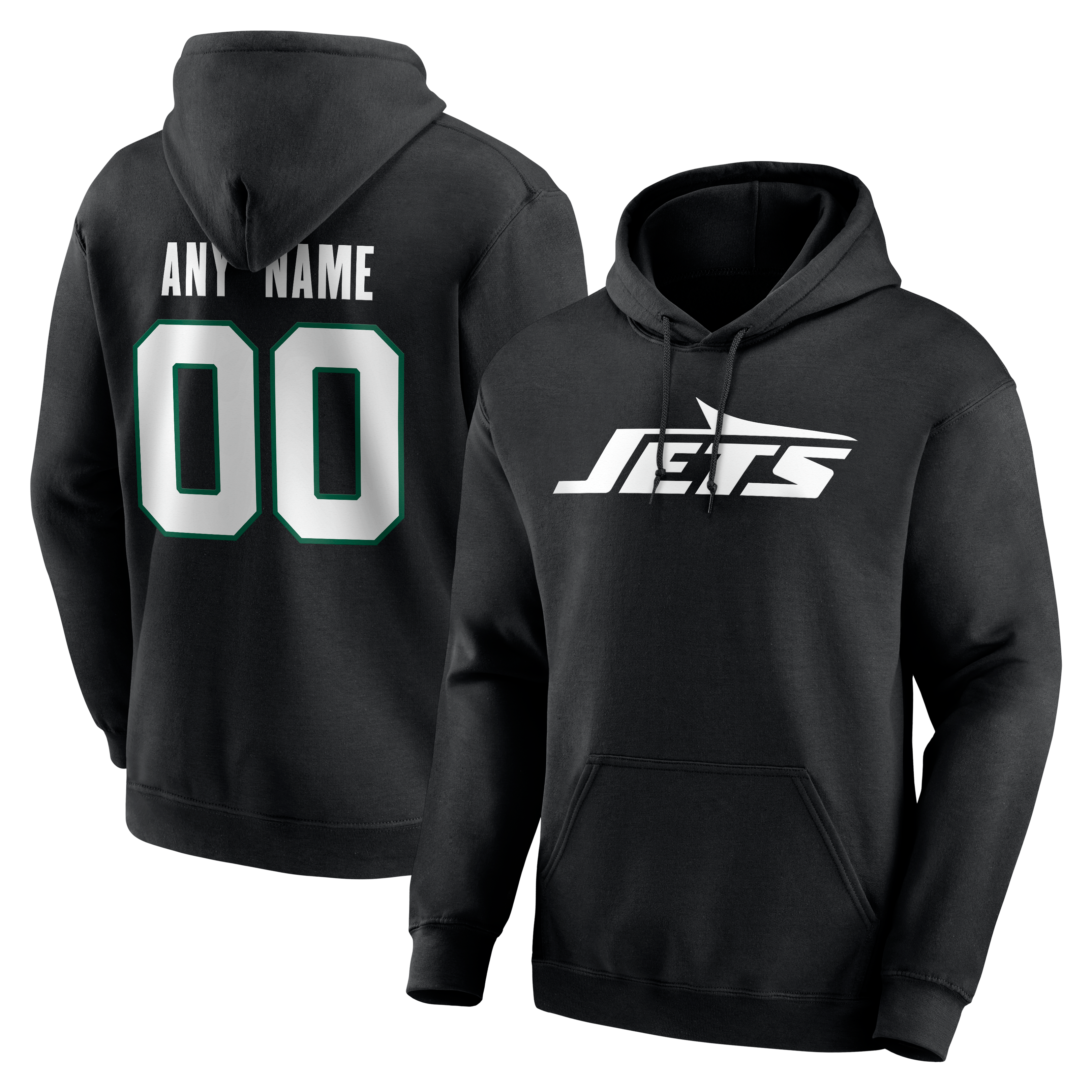 Men's Black New York Jets Team Authentic Personalized Name & Number Hoodie